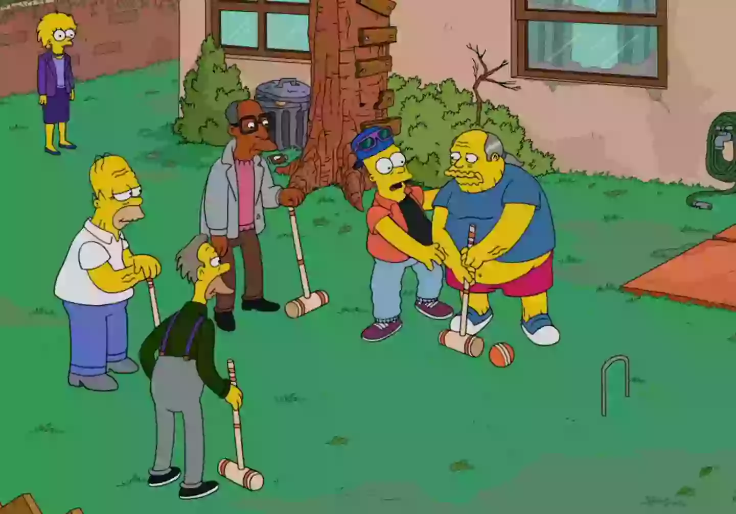Despite their love of Moe's tavern, Homer and all his friends seemingly outlive Marge (The Simpsons/Disney Plus)