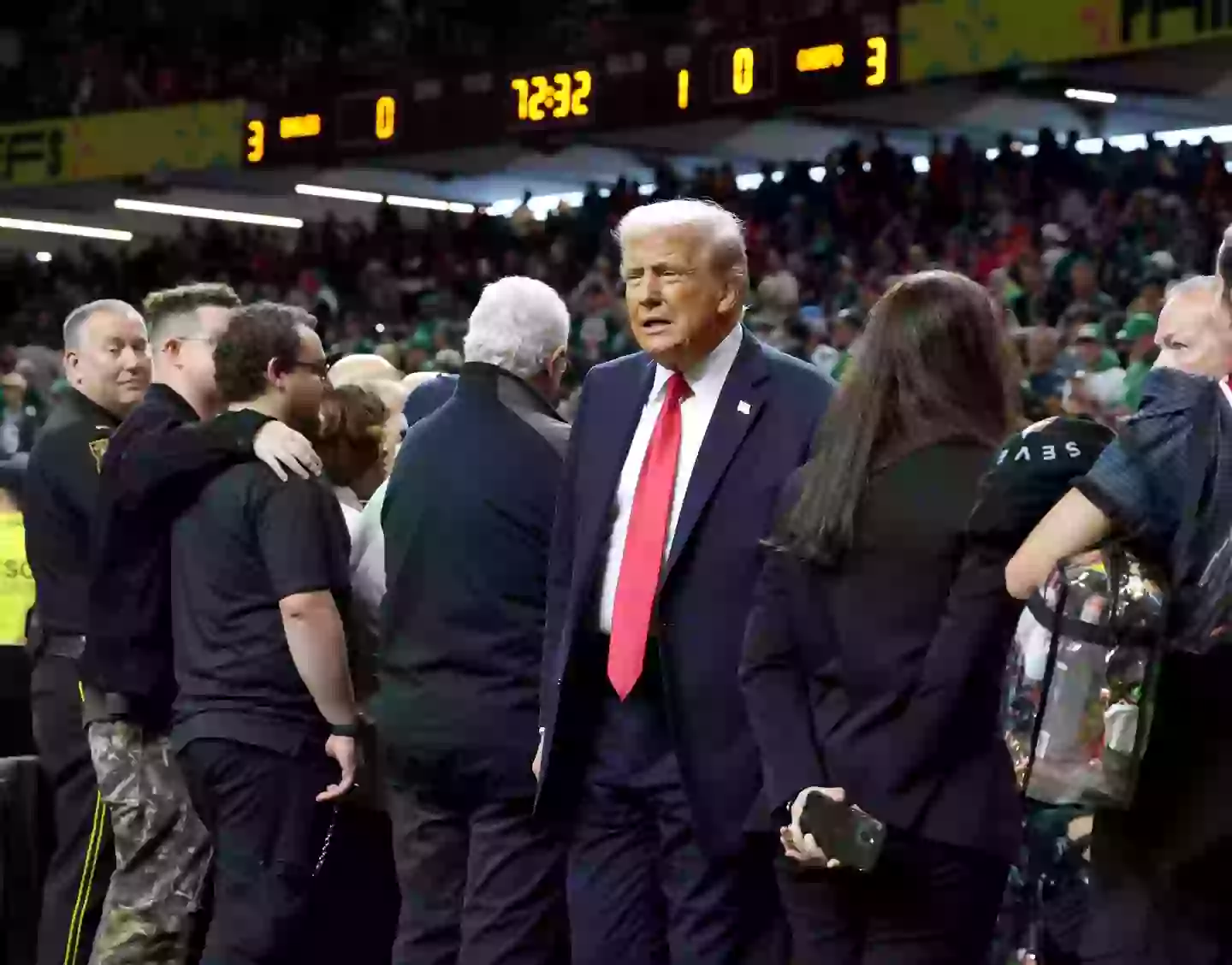 Donald Trump became the first sitting president to attend the Super Bowl, though he didn't stay for the whole thing. (Kevin Mazur/Getty Images for Roc Nation)