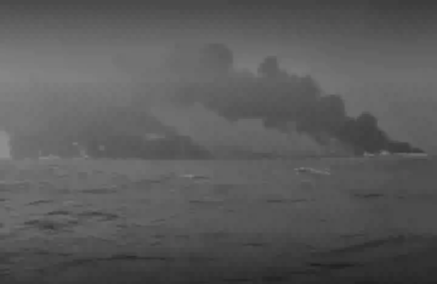 Footage sent to the BBC shows that the oil tanker is on fire (BBC)