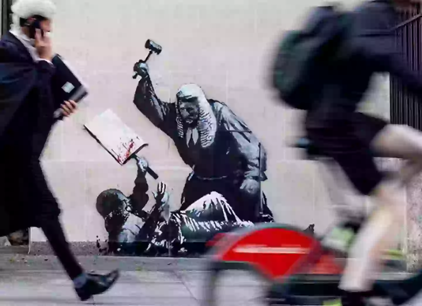 The artwork now covered up (PA/Instagram/@banksy)