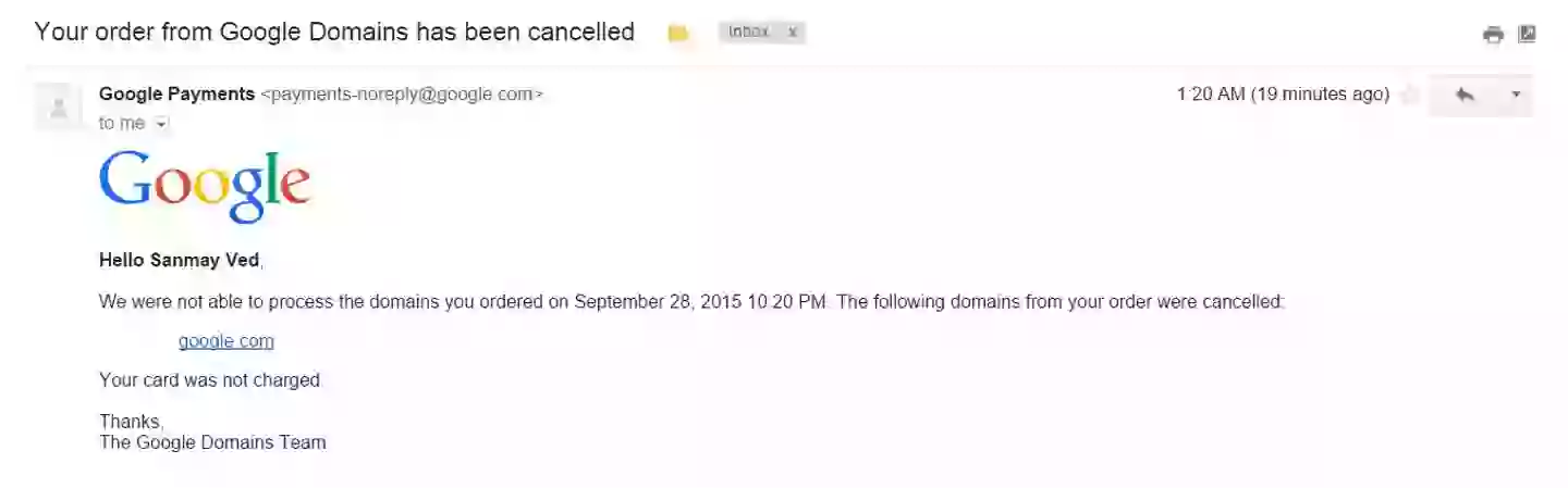 Google made the correction very quickly (LinkedIn/Sanmay Ved)