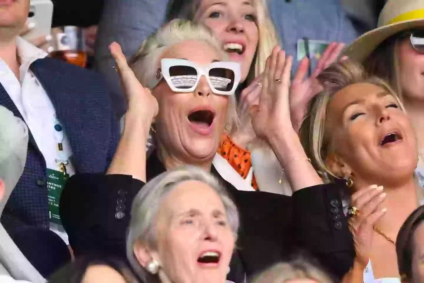 Fans loved Hannah Waddingham's reaction to the Wimbledon match. (Karwai Tang/WireImage)