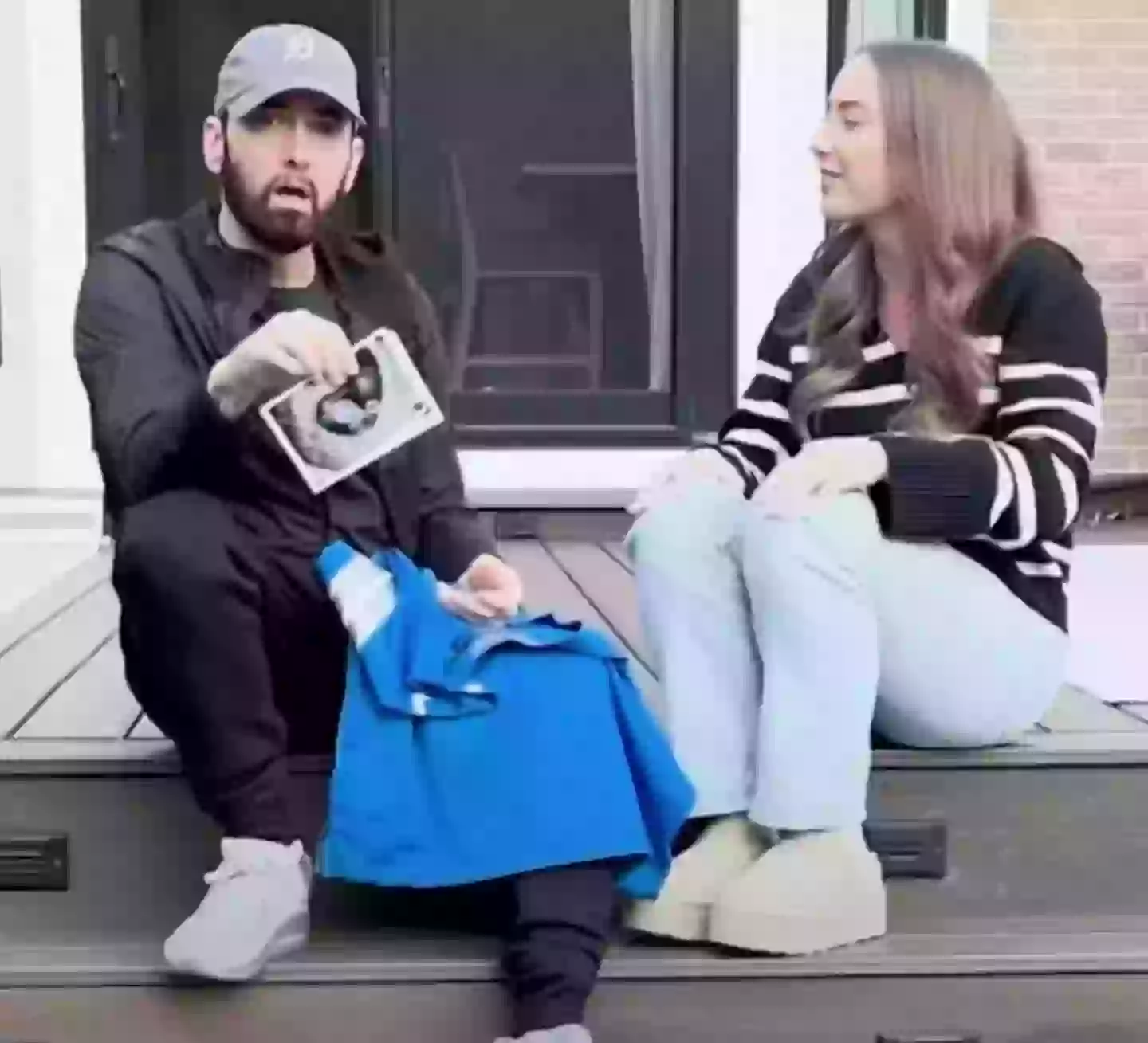 Hailie Jade surprised her famous father with the news he was going to be a grandad last year (YouTube/EminemMusic)