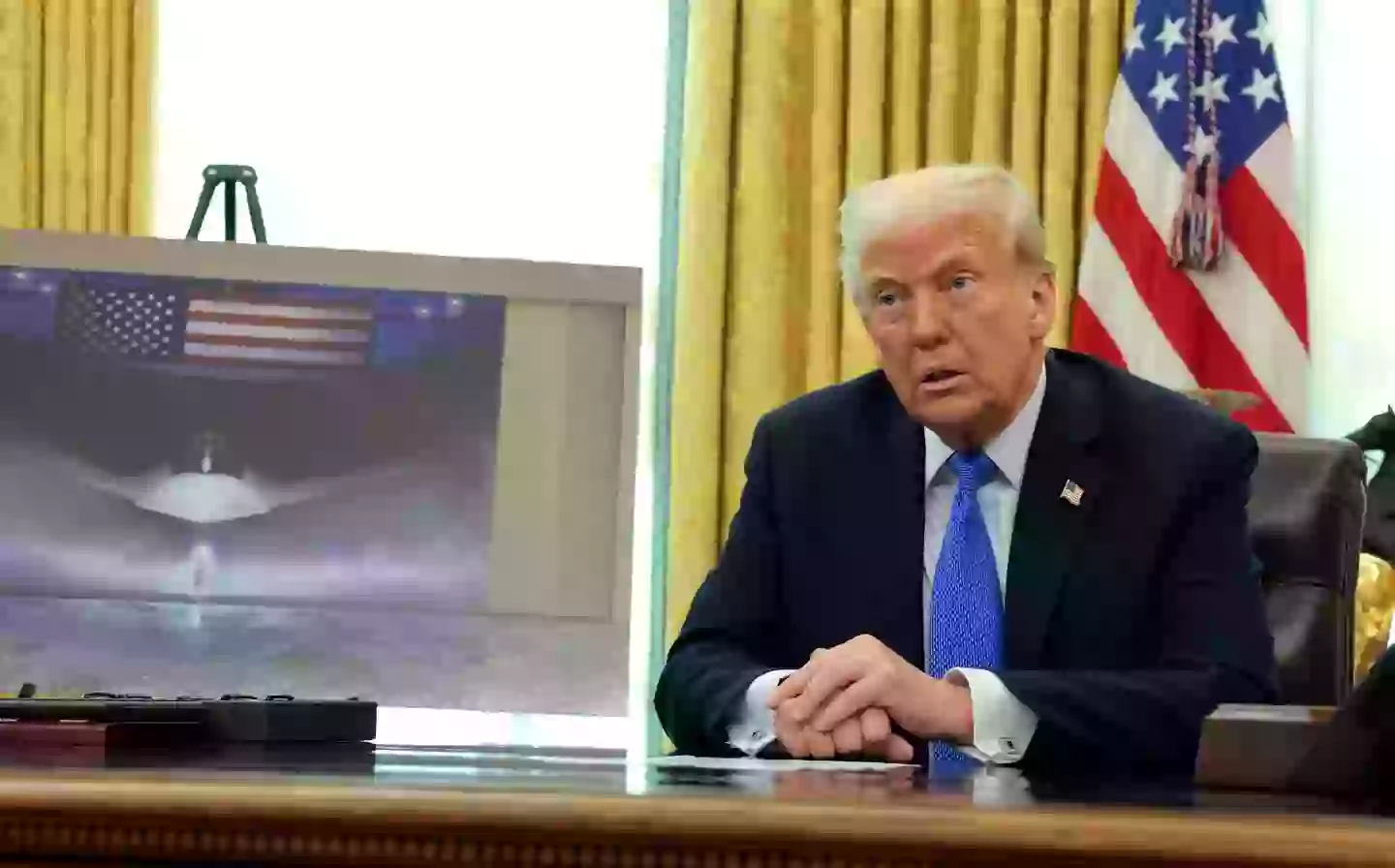 Trump held a press conference in the Oval Office on Friday morning (Anna Moneymaker/Getty Images)