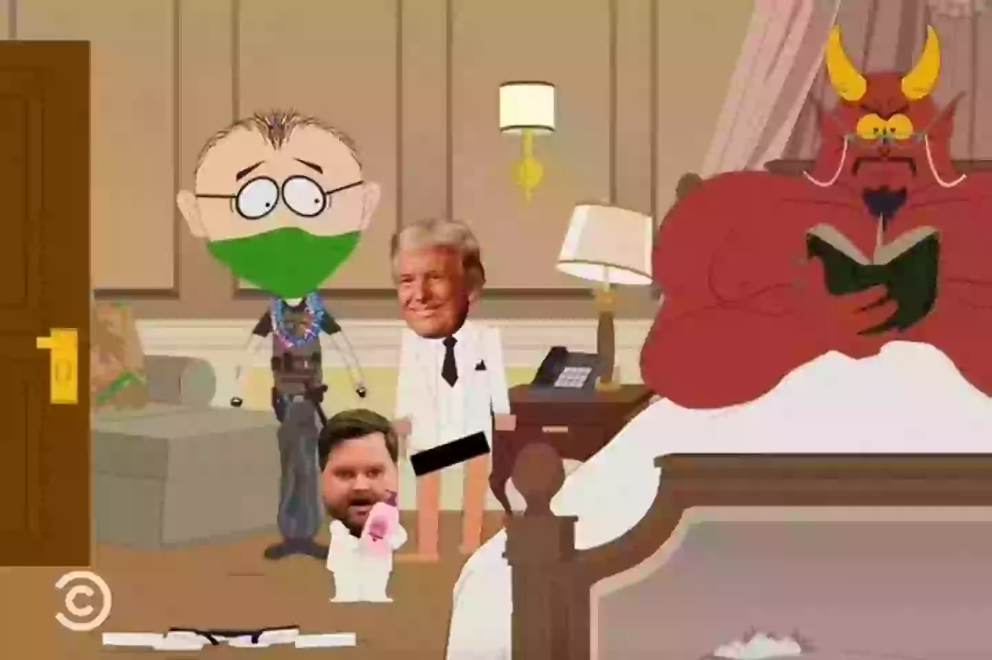 JD Vance offers to lube up Satan for Trump in the new episode (Paramount)