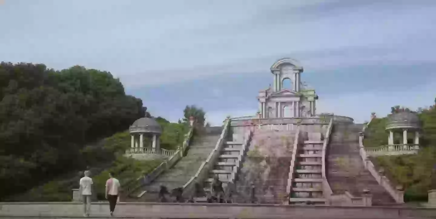 There are even sculpture replicas of other famous sites (YouTube/Yes Theory)