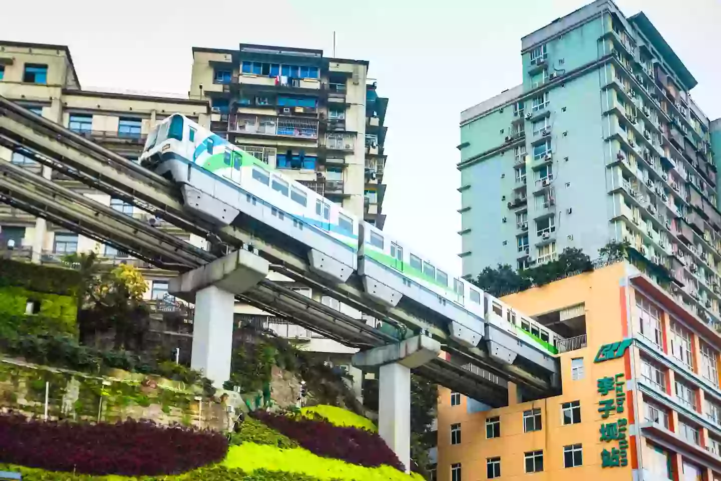 Trains run through buildings in Chongqing (Getty Stock Images)