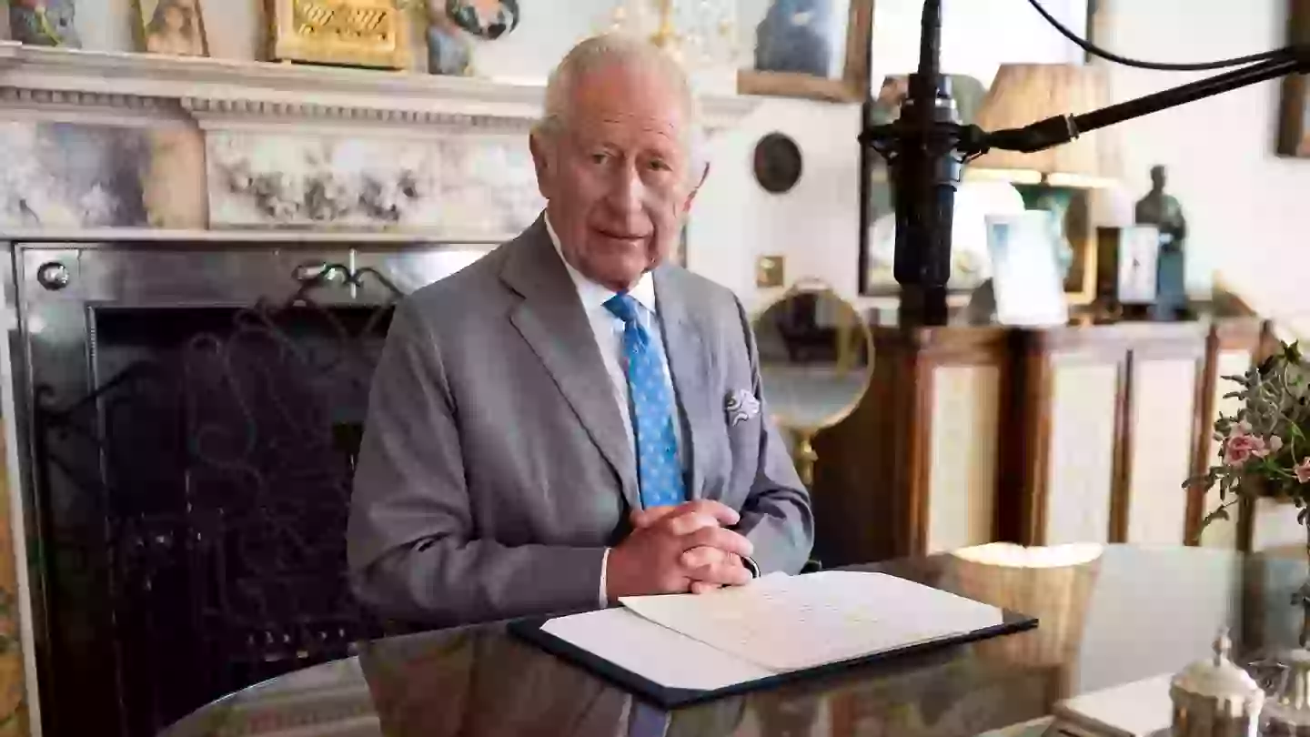 King Charles referenced his grandfather's iconic VE speech (PA)