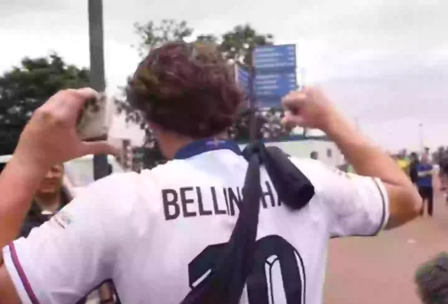 He was wearing a Bellingham England shirt. (Sky News)