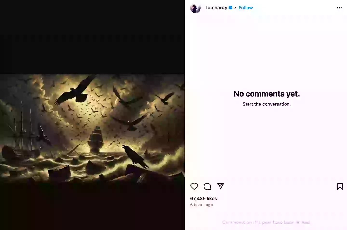 Tom Hardy sent fans in a frenzy with his cryptic post (Instagram/ @tomhardy)