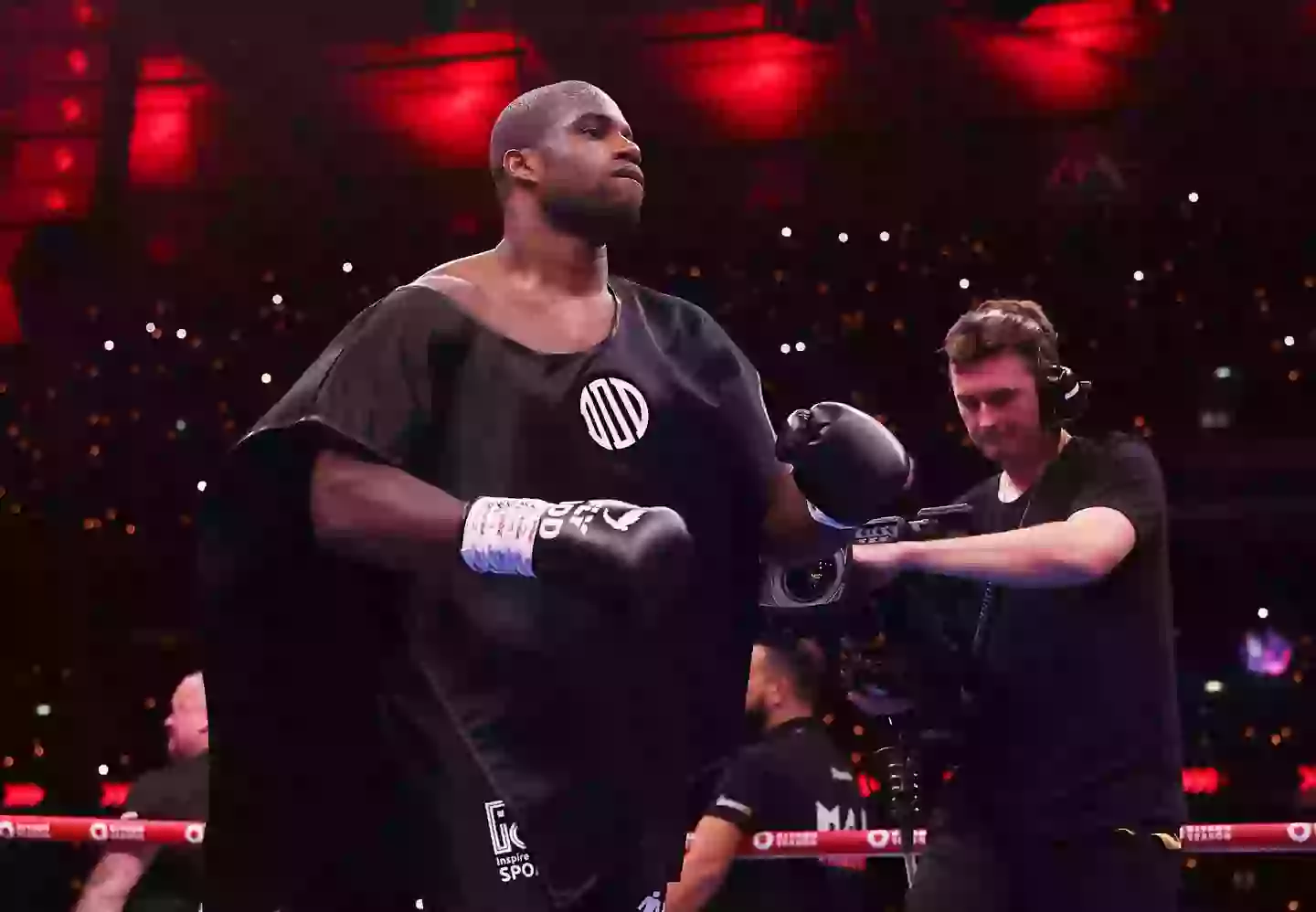 Daniel Dubois entered the ring first on the night, a break with tradition in boxing where the champion is meant to go second. (Richard Pelham/Getty Images)