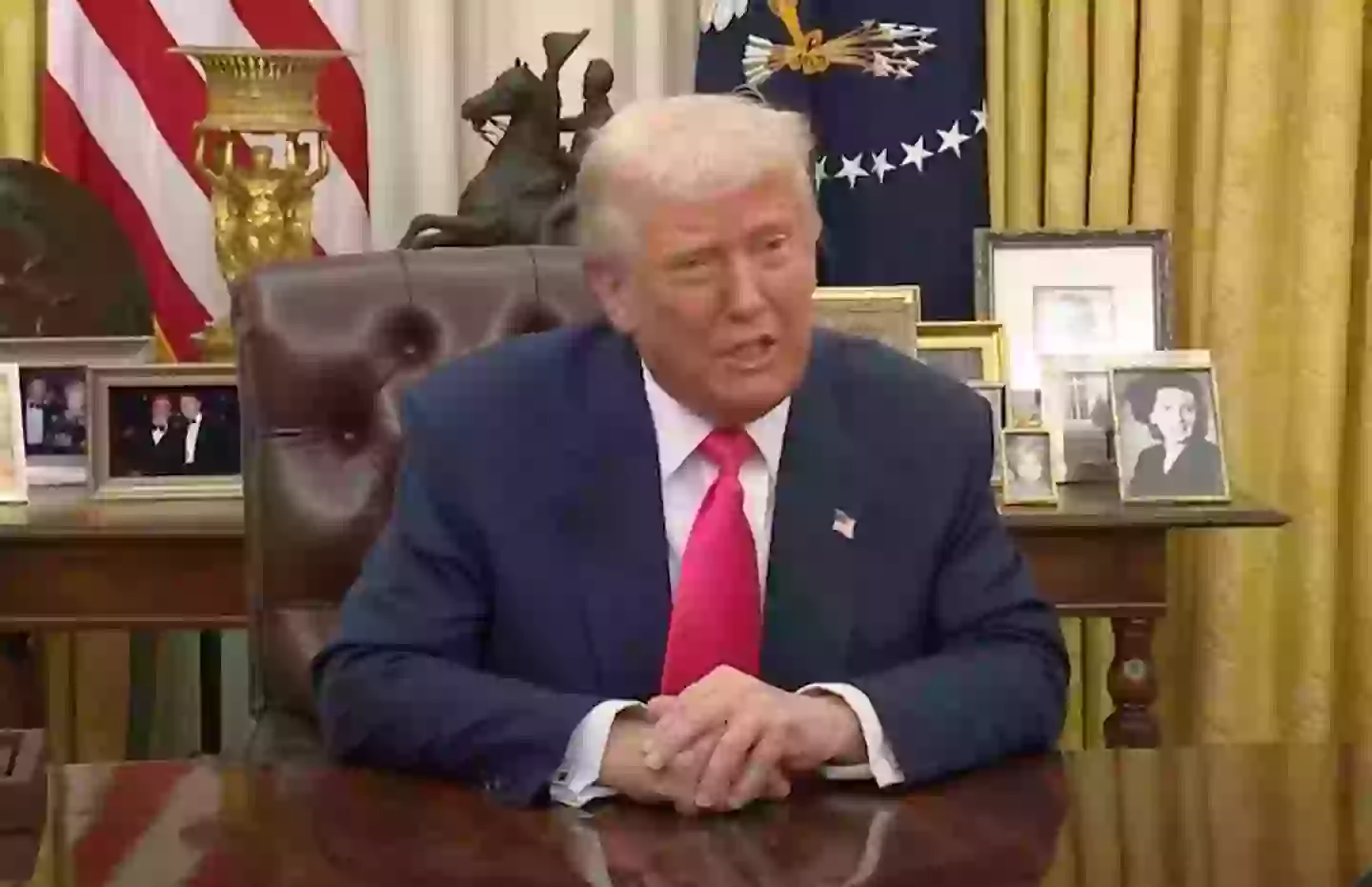 The US President spoke to reporters from the Oval Office today (C-SPAN)