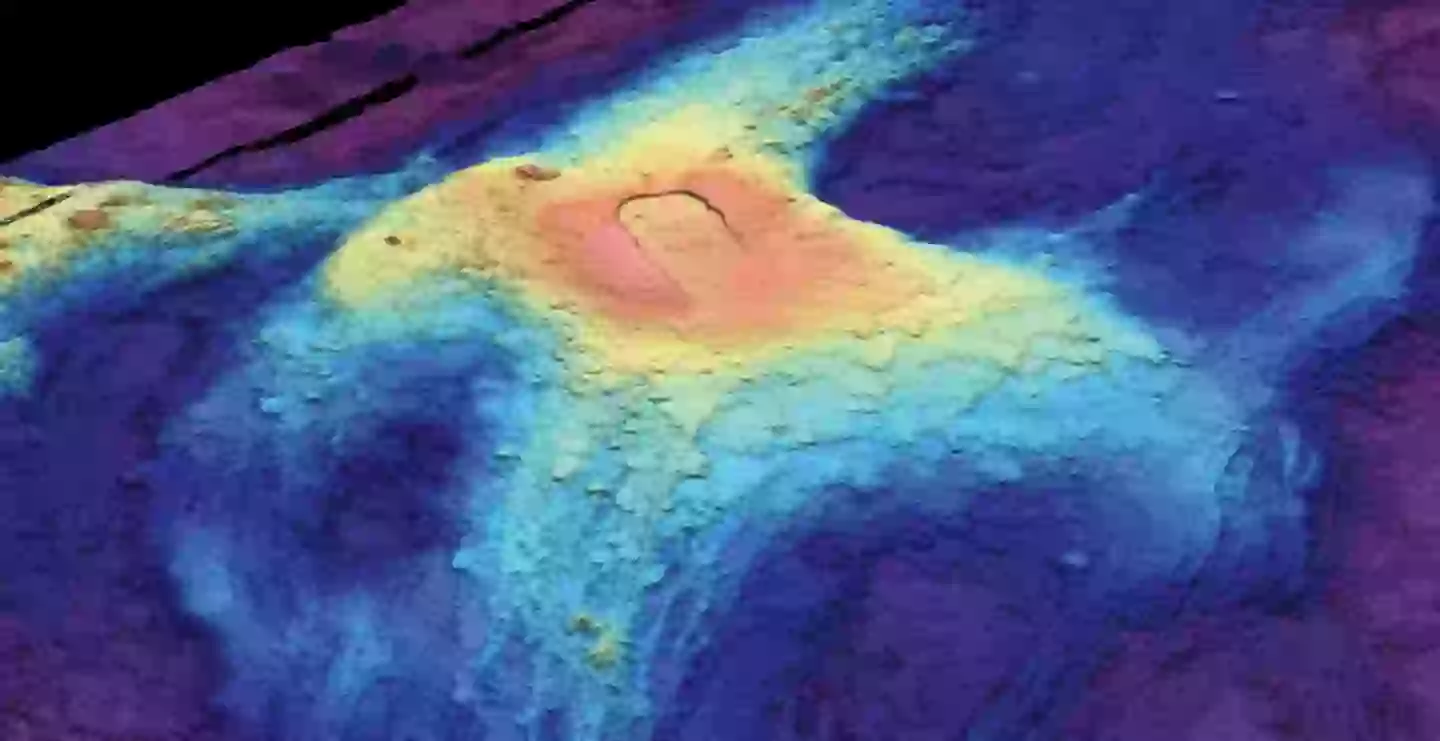 Lava flow from the Axial Seamount seen before the 2015 eruption in a 3D seafloor map (Susan Merle/Oregon State University)