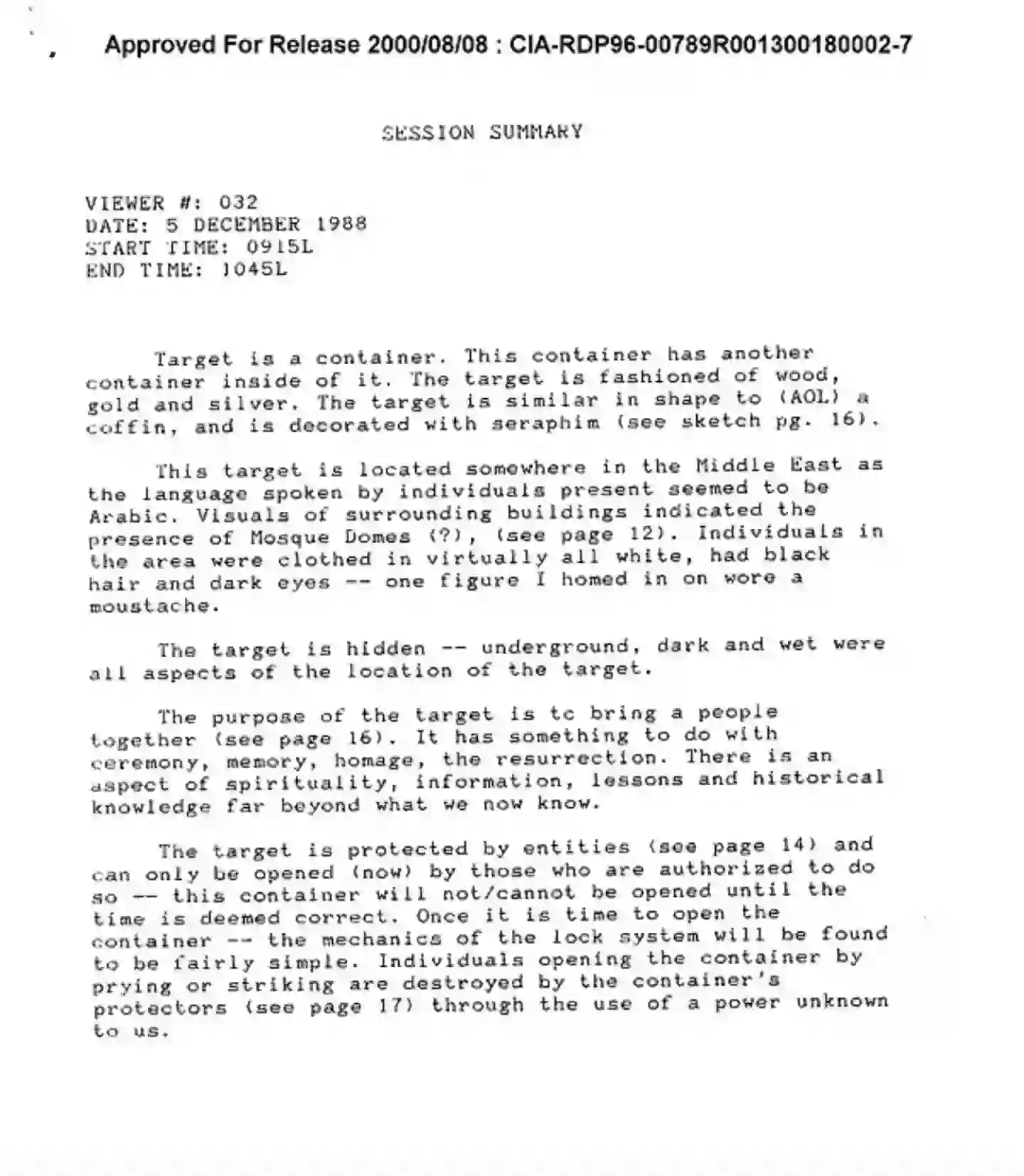 Dames' claims may never be proved (CIA)