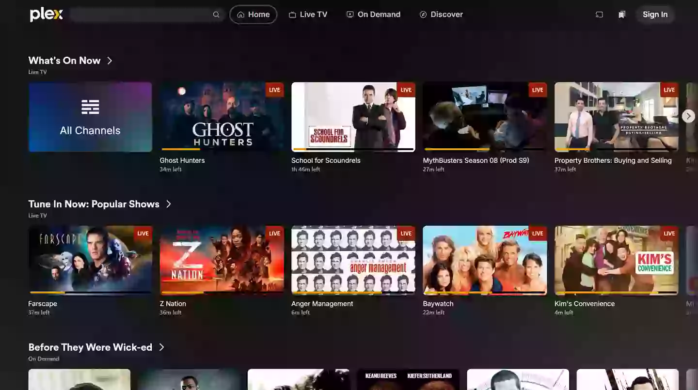 There's live TV, streaming and you can make your own library (Plex)