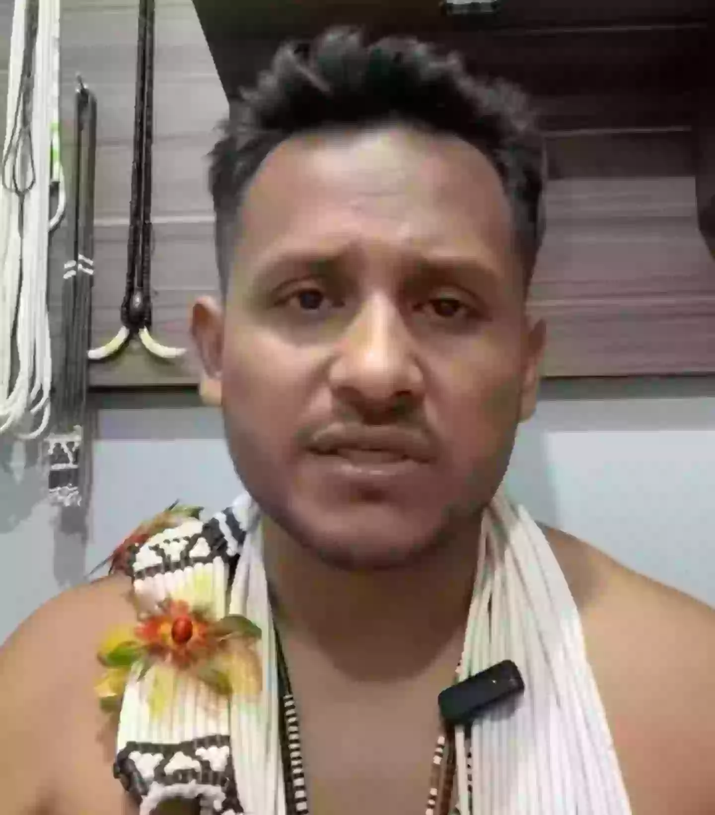 Tribe leader Enoque Marubo slammed reports that his people had become addicted to watching porn (Instagram/@iskoshapomarubo)