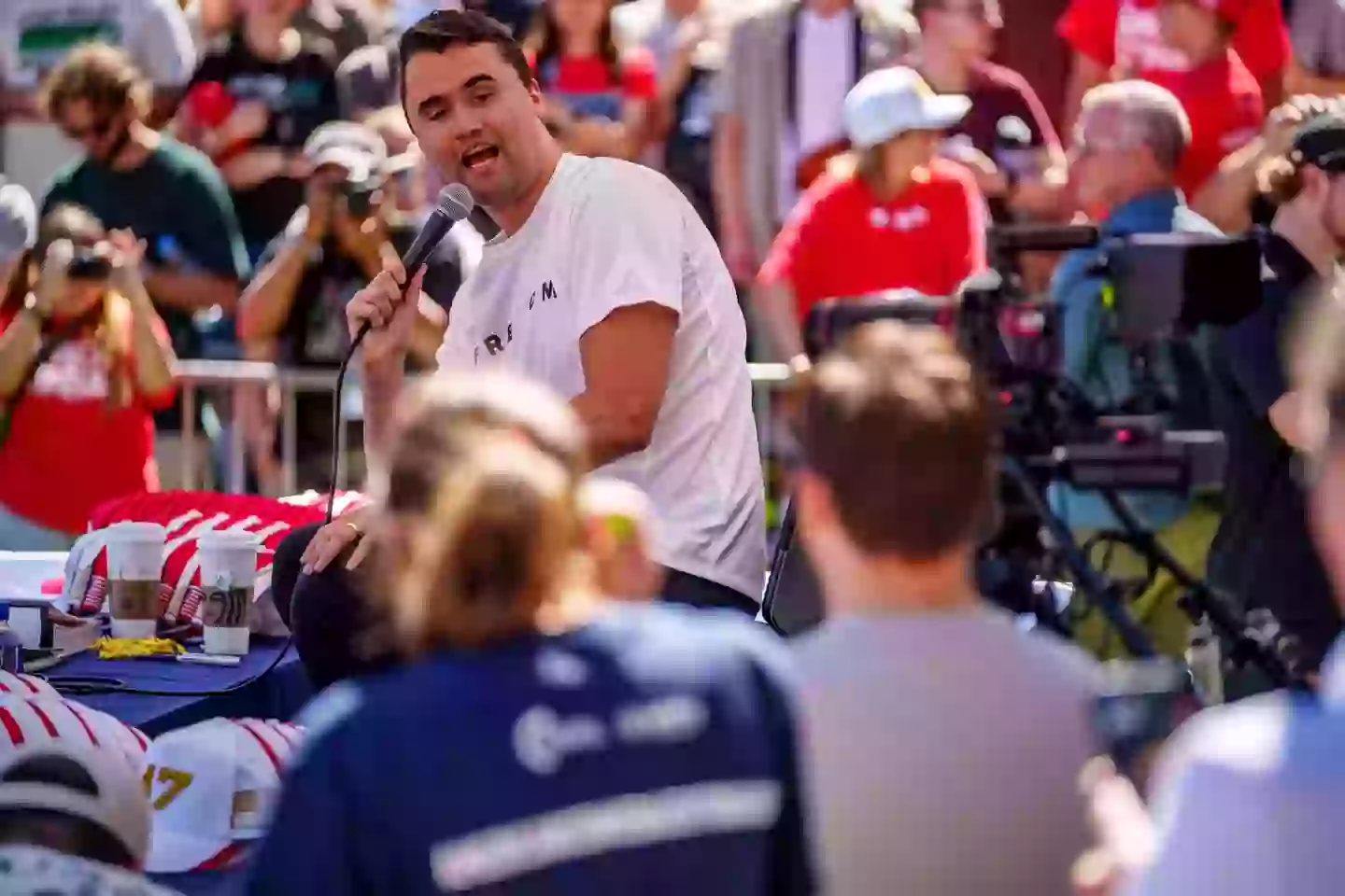 Charlie Kirk spoke with Hunter Kozak moments before he was shot dead (Trent Nelson/The Salt Lake Tribune/Getty Images)