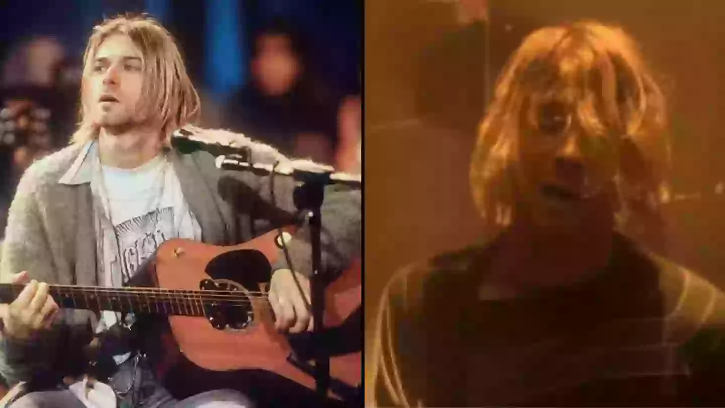 Kurt Cobain looking reflective and somber in an interview