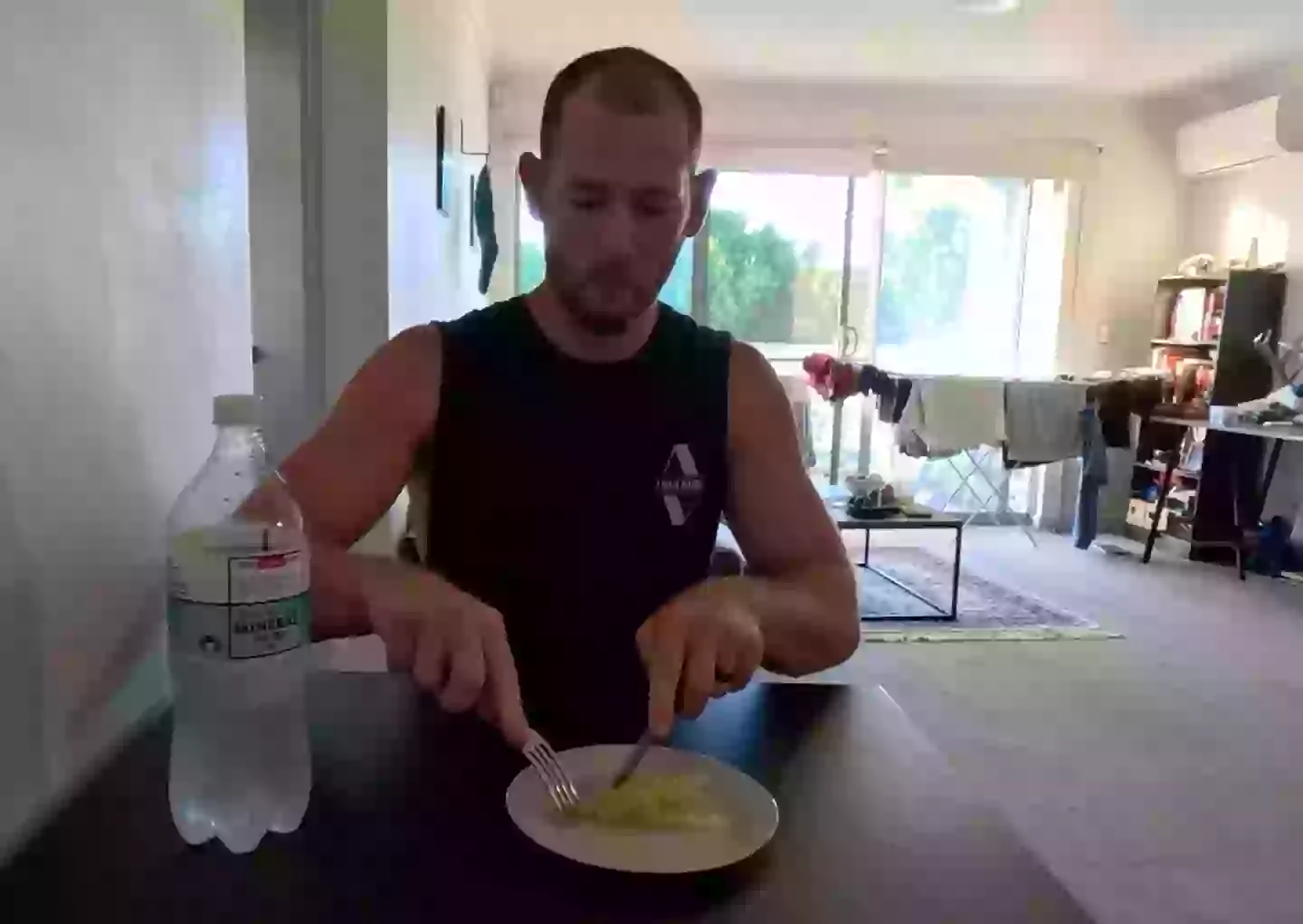 The YouTuber struggled to sustain himself with a few lettuce leaves (YouTube/Aventura Australia)
