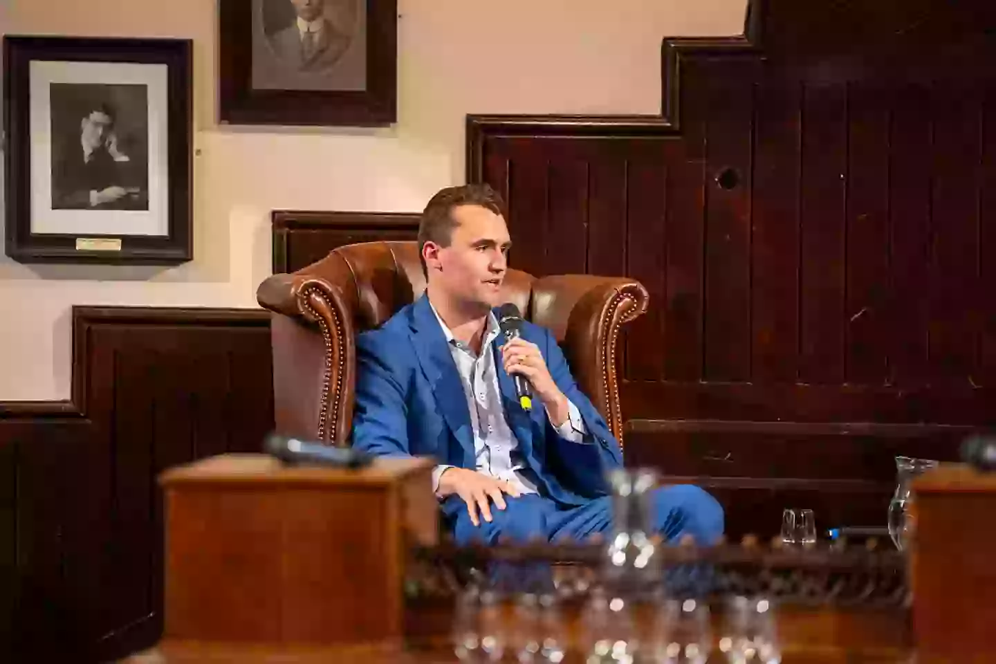 Charlie Kirk often hosted student debates for Turning Point UK (Nordin Catic/Getty Images for The Cambridge Union)