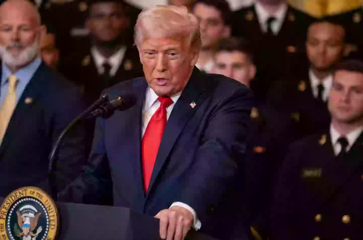 The President's bruise was noticeable earlier this week (ANDREW THOMAS/Middle East Images/AFP via Getty Images)