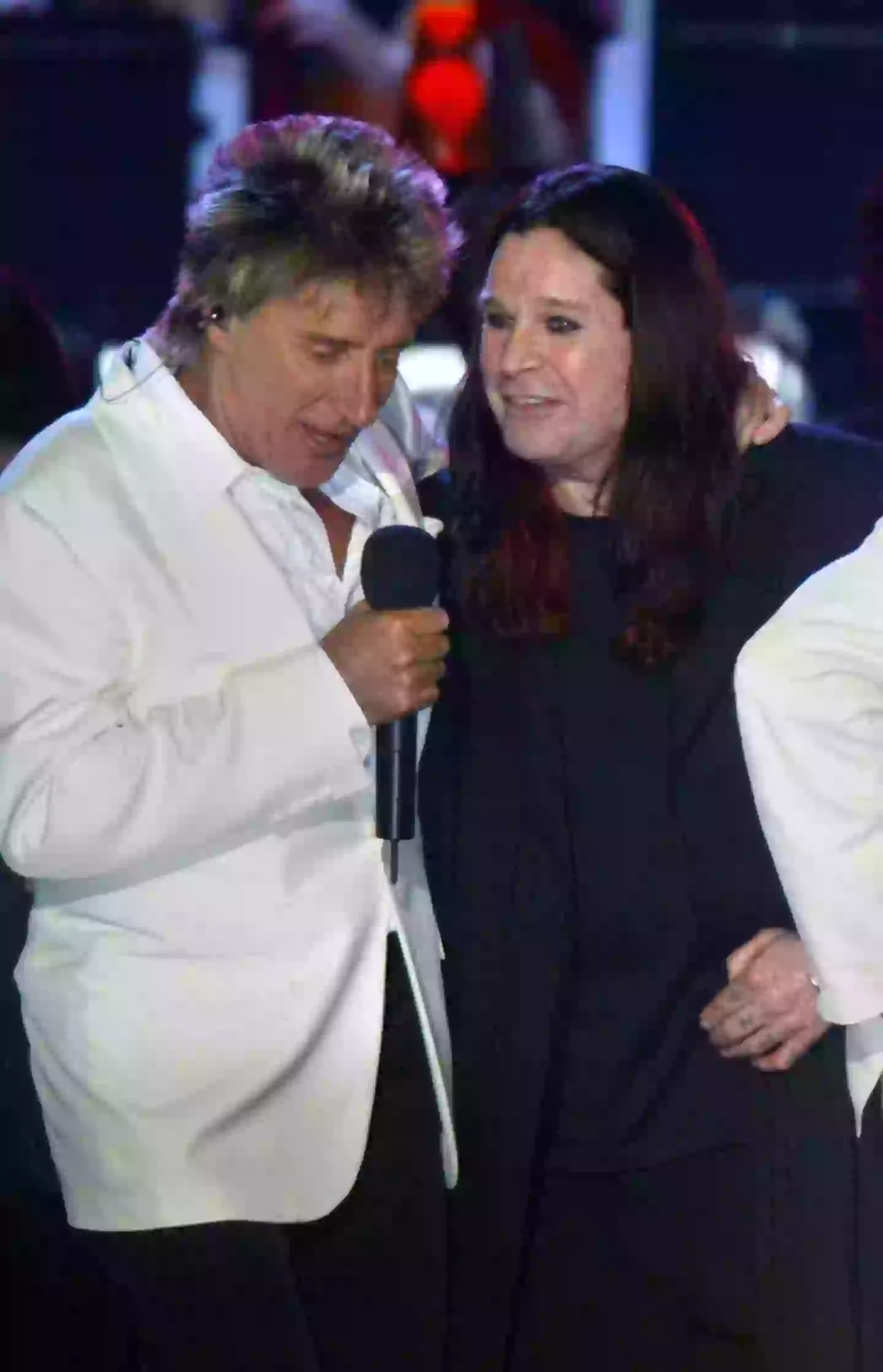 Sir Rod Stewart seen with Ozzy Osbourne in 2002 (ADRIAN DENNIS/AFP via Getty Images)