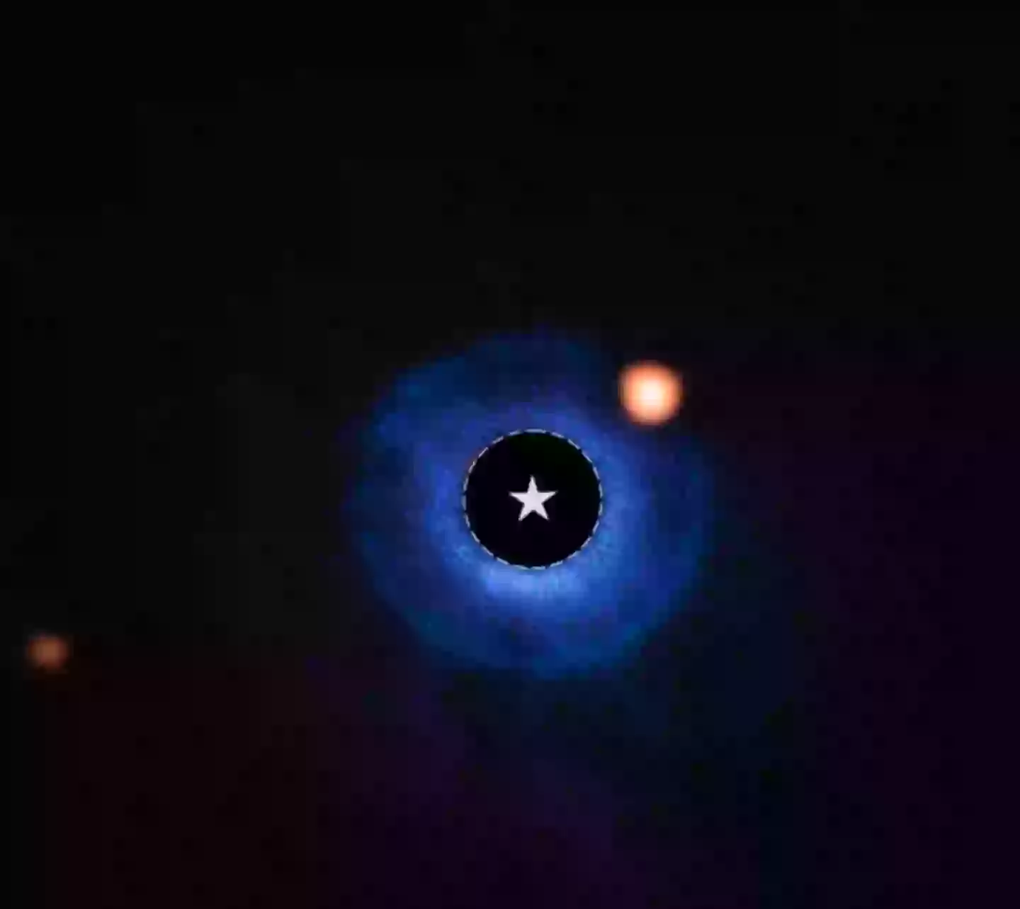 The exoplanet (orange) was found in the debris disk (blue) of a young star named TWA 7 (NASA, ESA, CSA, Anne-Marie Lagrange (CNRS, UGA), Mahdi Zamani (ESA/Webb))