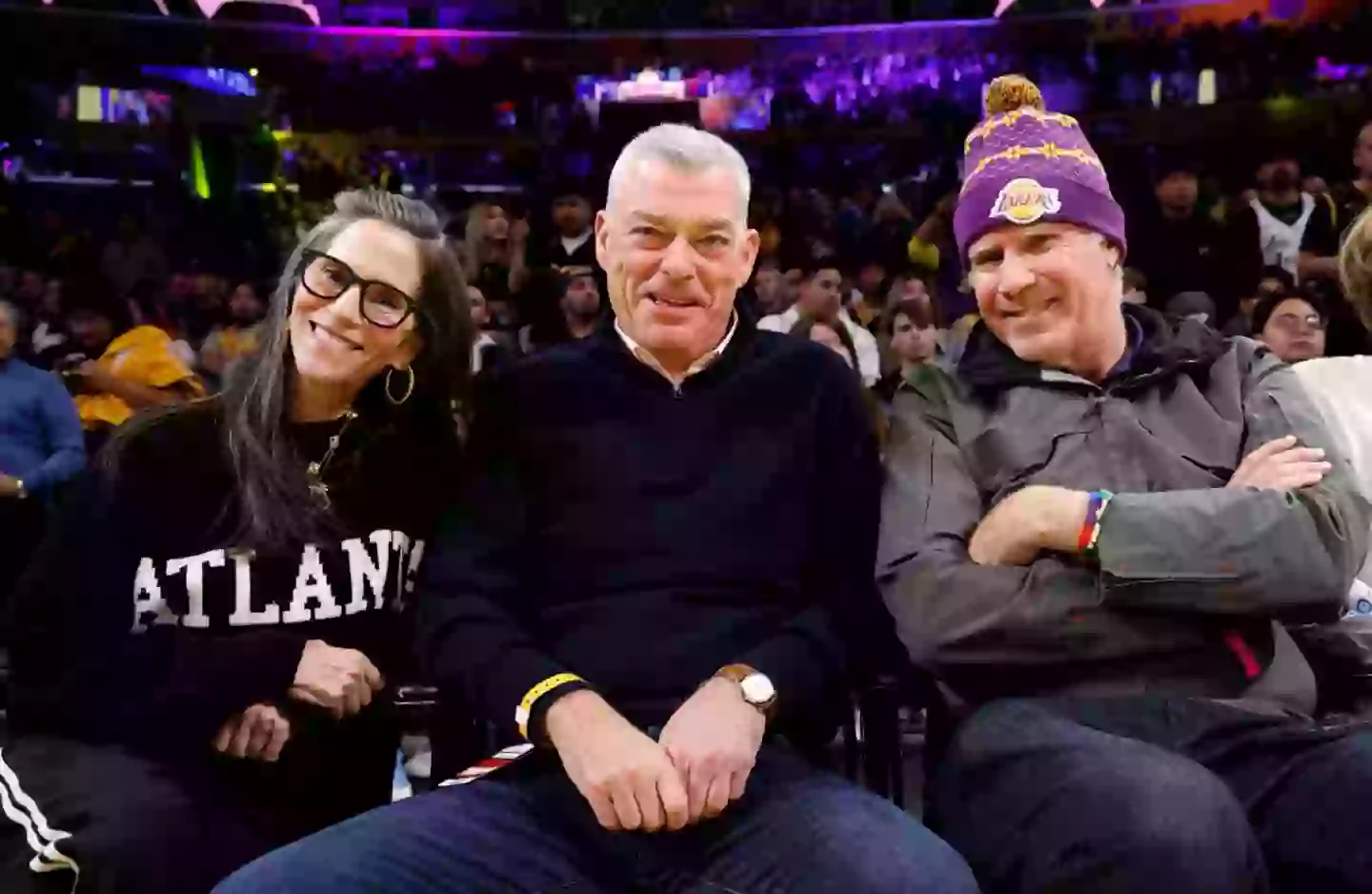Jami Gertz and Tony Ressler alongside a slightly more recognisable celebrity (Kevork Djansezian/Getty Images)