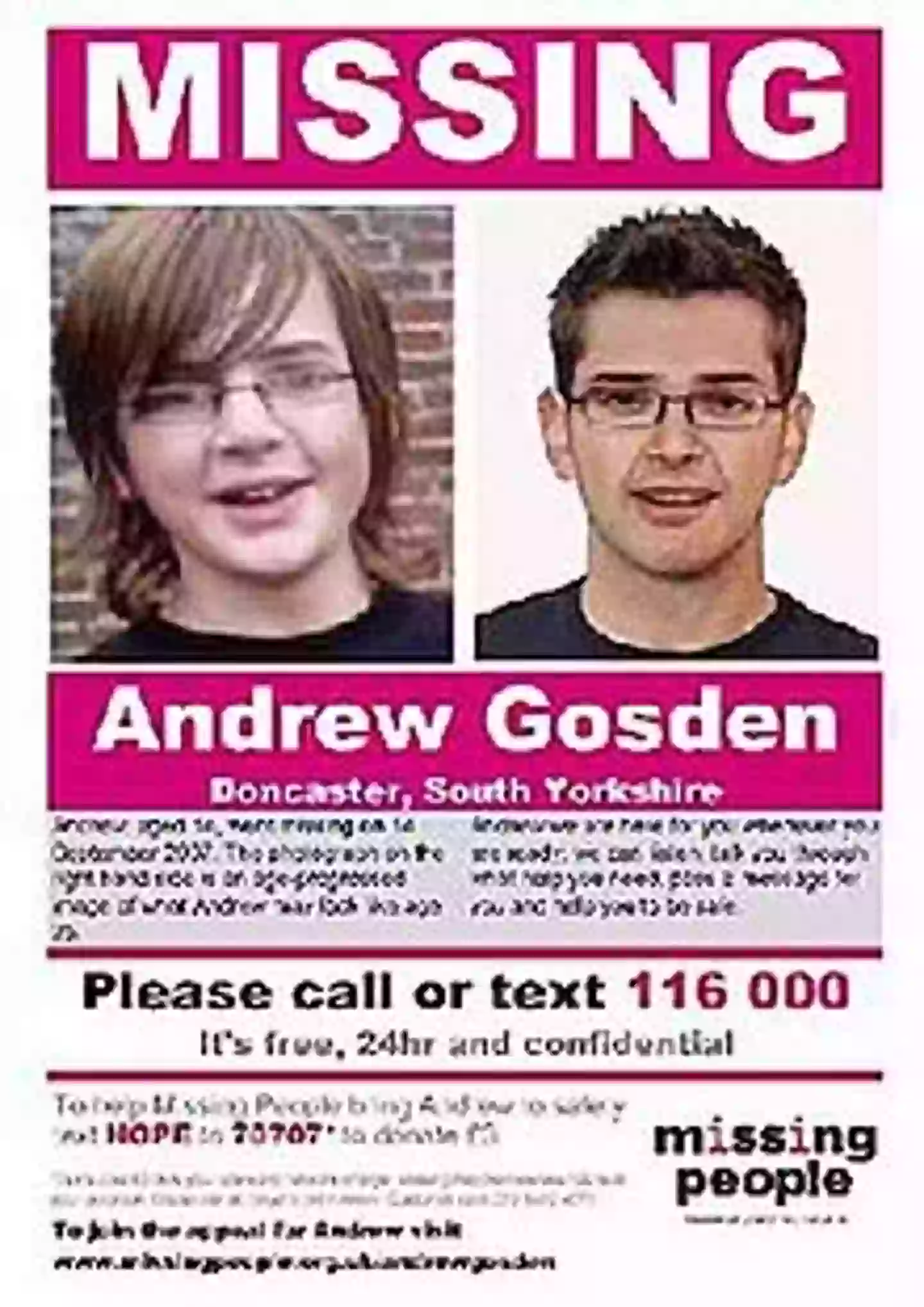 Andrew Gosden vanished in 2007 (Missing People)