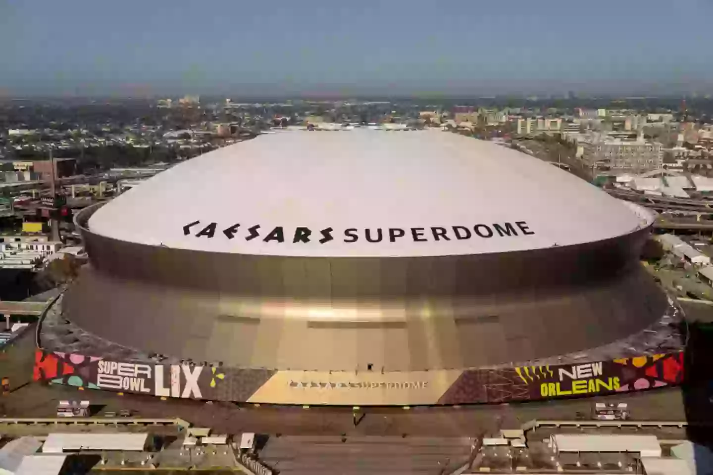 The Caesars Superdome where Super Bowl LIX was taking place (Michael Owens/Getty Images)