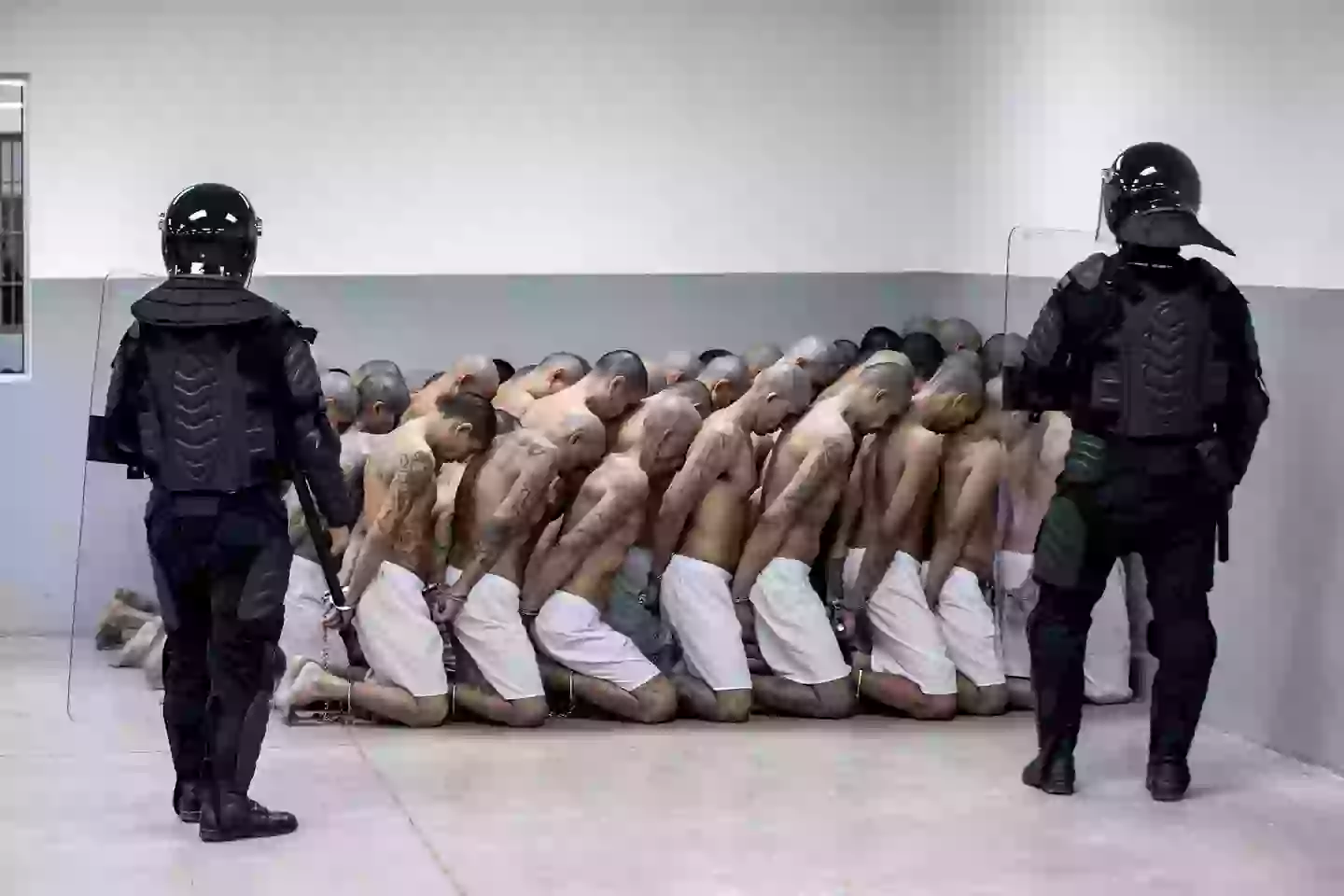 The conditions at the prison have been described as 'inhumane' and compared to 'torture' (Handout/Presidencia El Salvador via Getty Images)