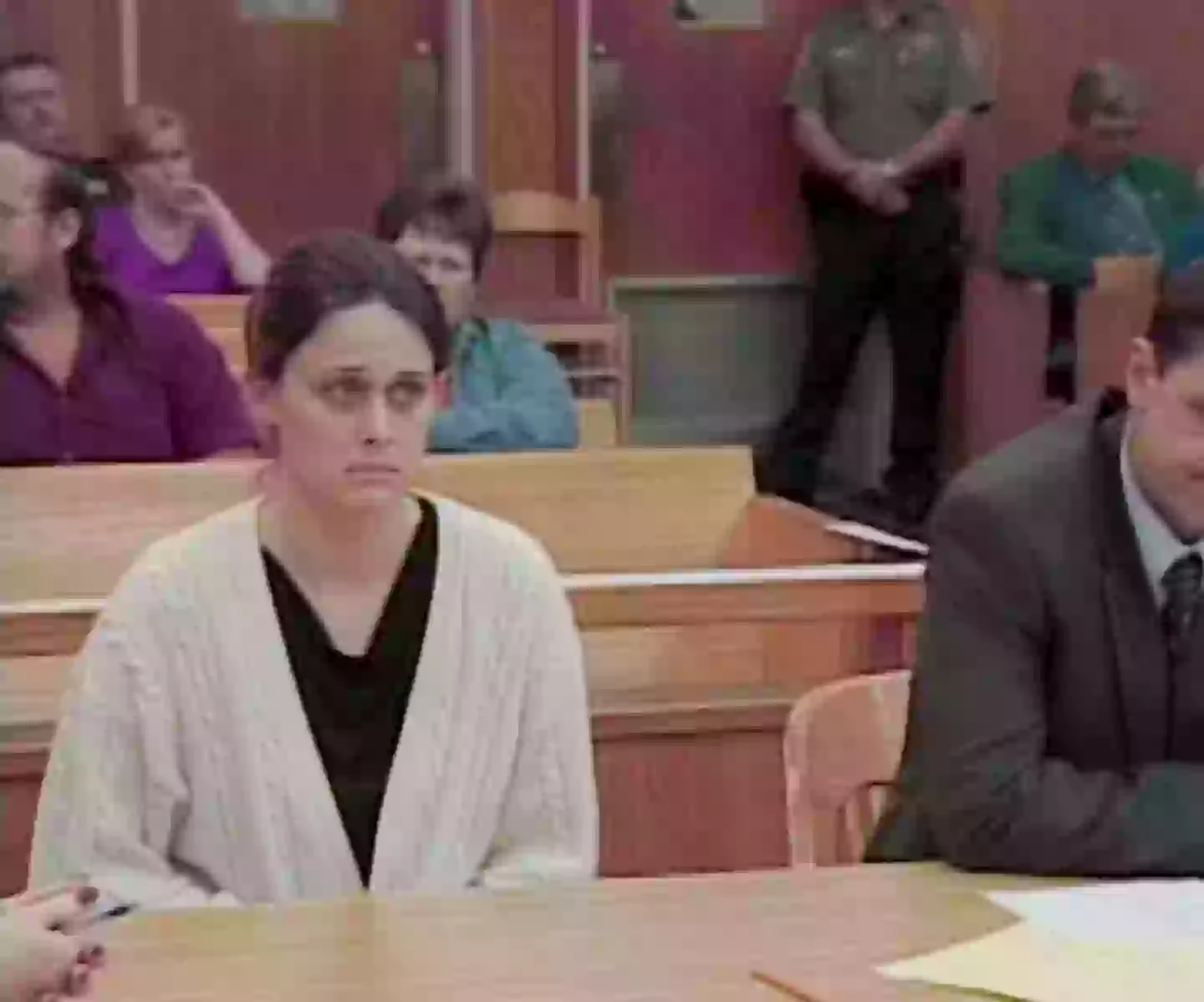 Amanda Lewis could be seen reacting to the news of her conviction (Court TV)