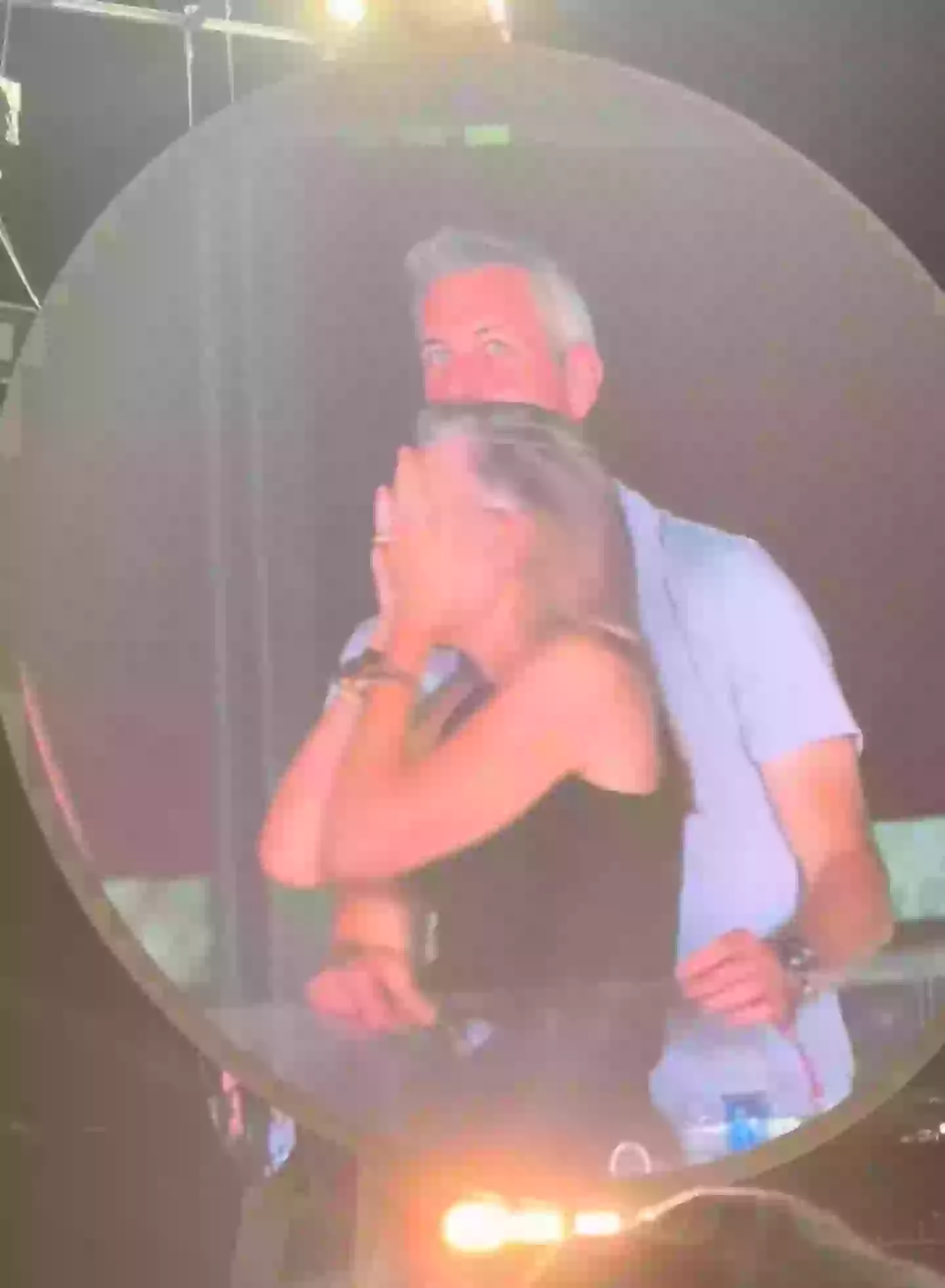 The pair looked shocked when they realised they were on the big screen (TikTok/@instaagraace)