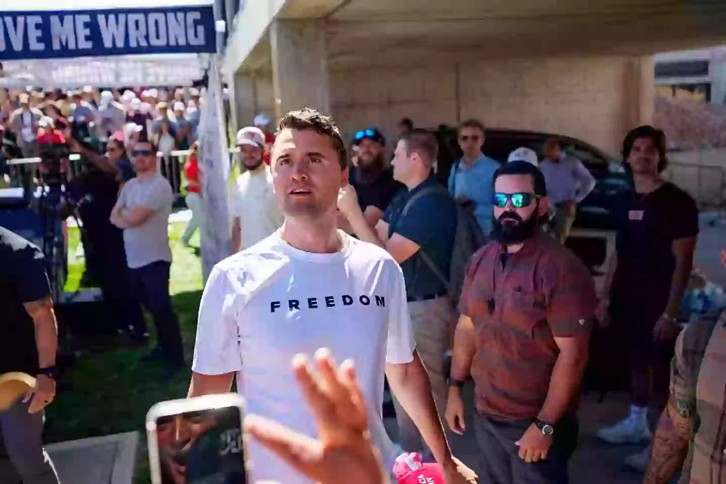 Charlie Kirk was shot dead at a Utah Valley University (UVU) on Wednesday (10 September) (Trent Nelson/The Salt Lake Tribune/Getty Images)