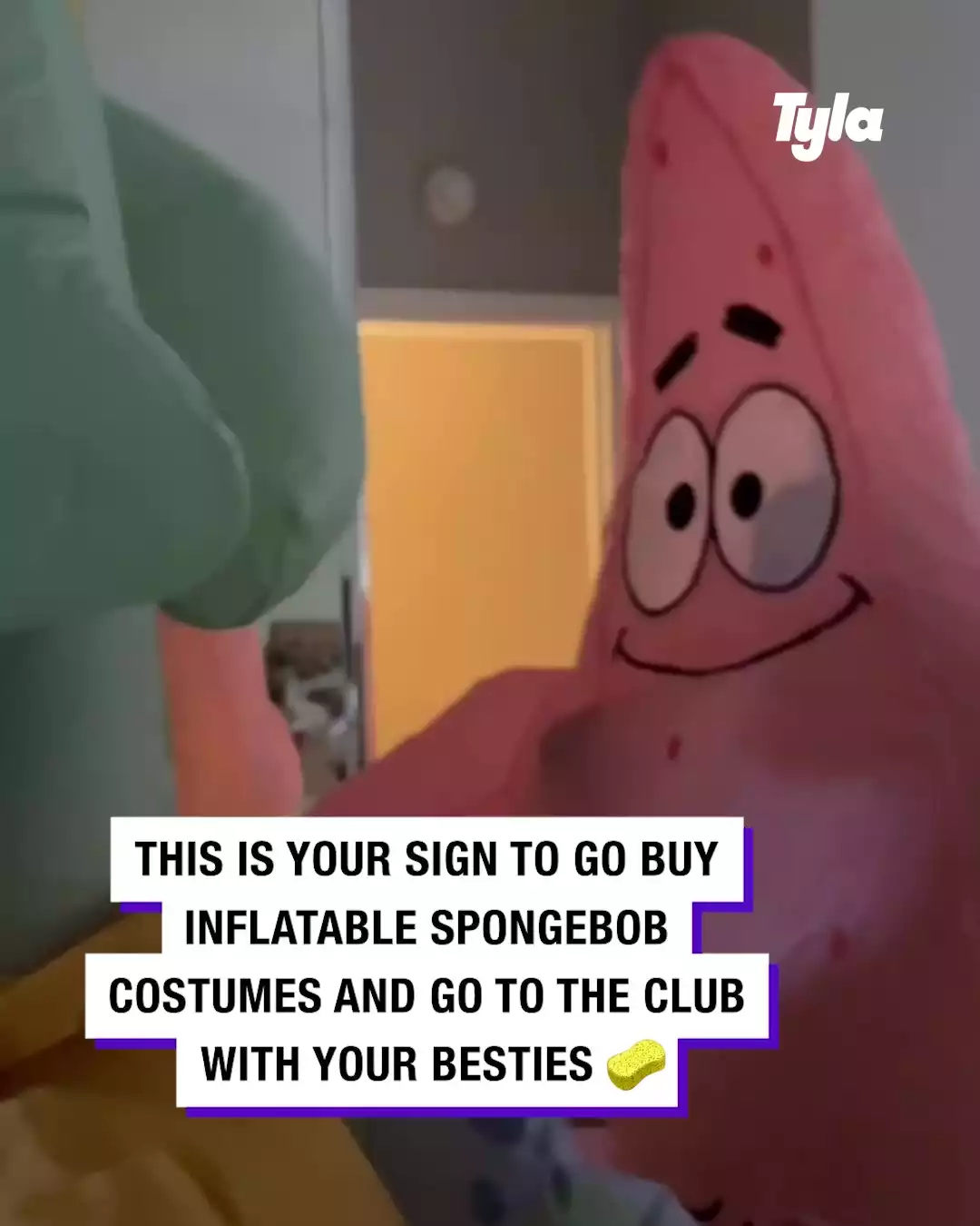 Renting inflatable Spongebob costumes for a night out