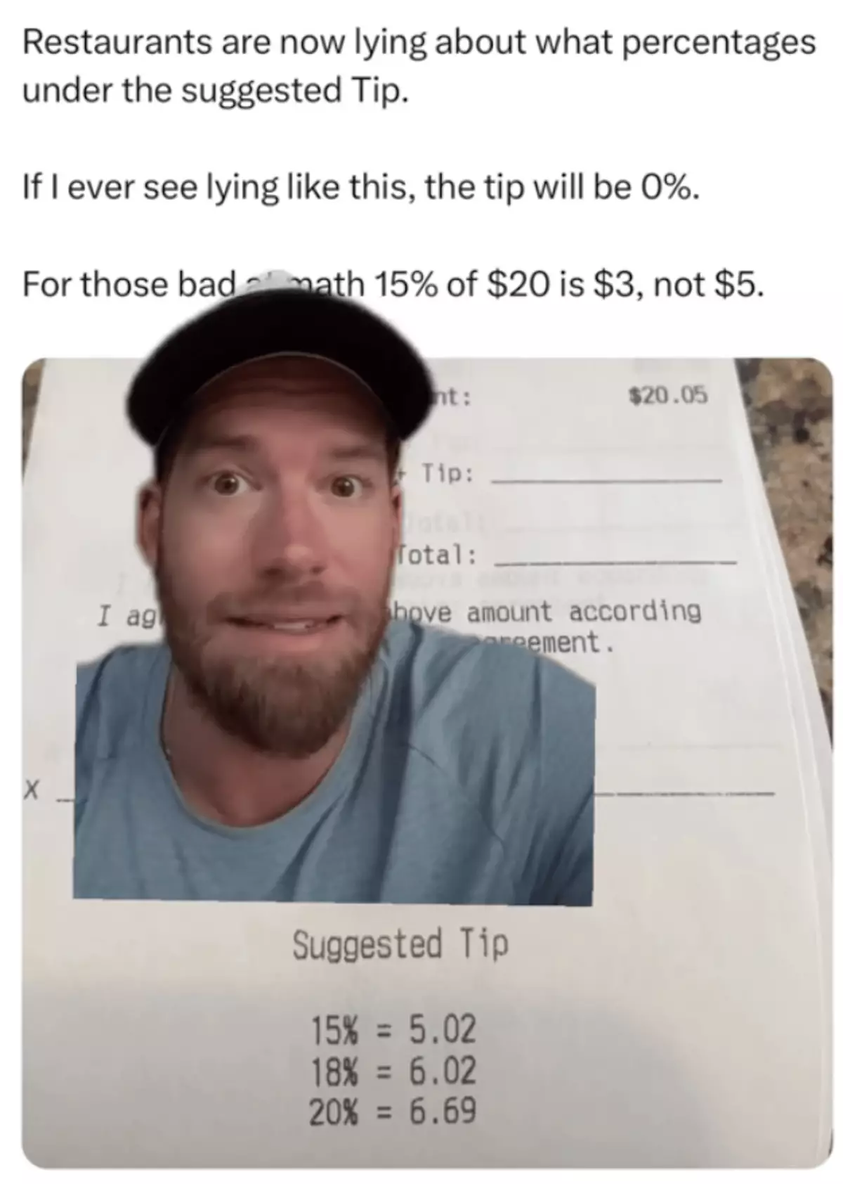 Suggested Tips Customer calls out restaurant after catching them lying about suggested ...