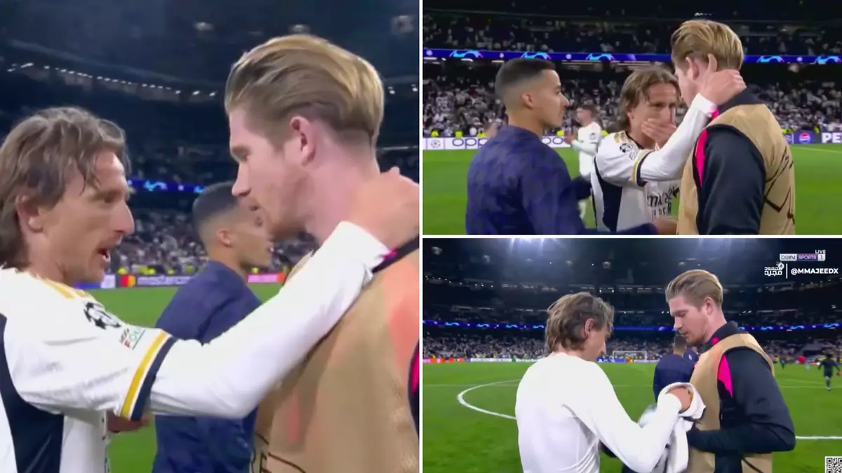 Footage captures heartwarming moment between Kevin De Bruyne and Luka Modric after Real Madrid vs Man City - Champions League - SPORTbible