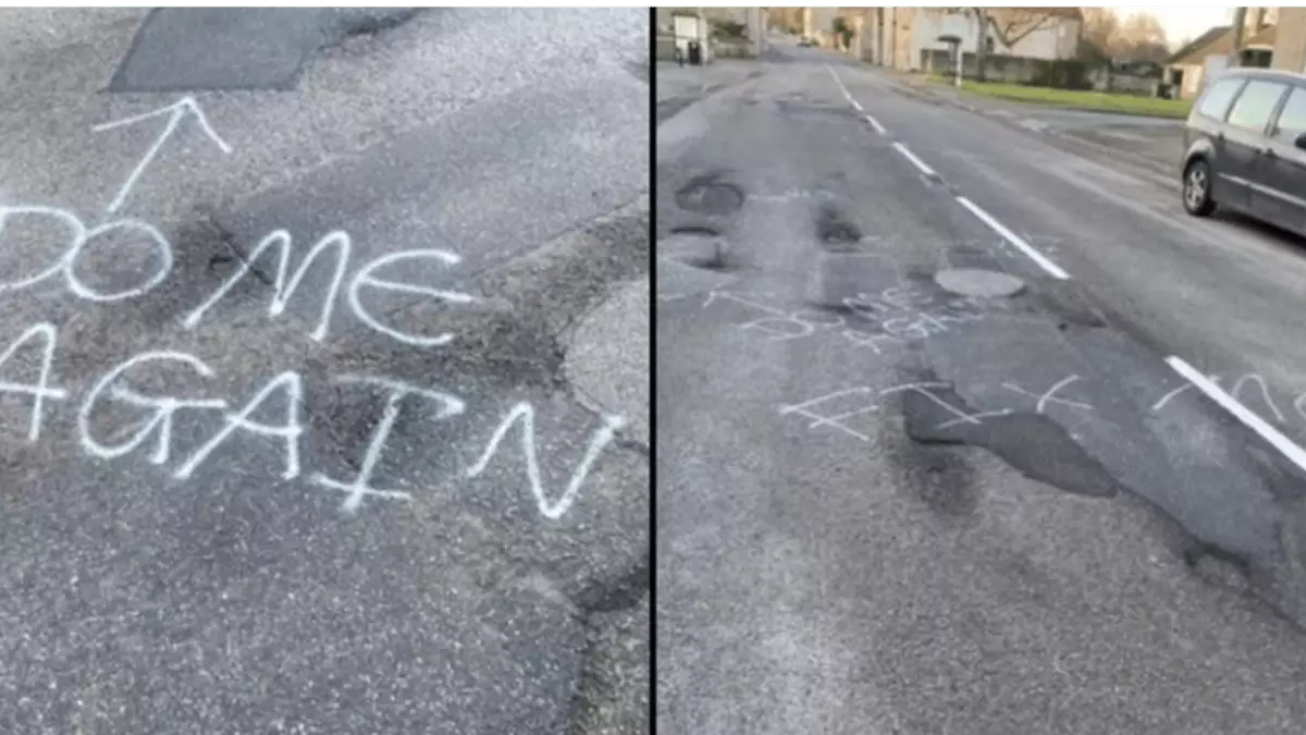 Colour Blind Pattern Rude Message Residents find rude messages spray painted on their road but say they ...