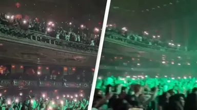 People horrified after seeing theater balcony flexing as concertgoers jump around
