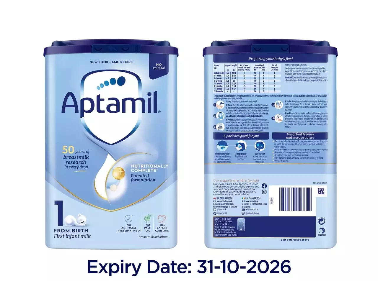A 800g pack of Aptamil baby formula has been recalled (Danone)