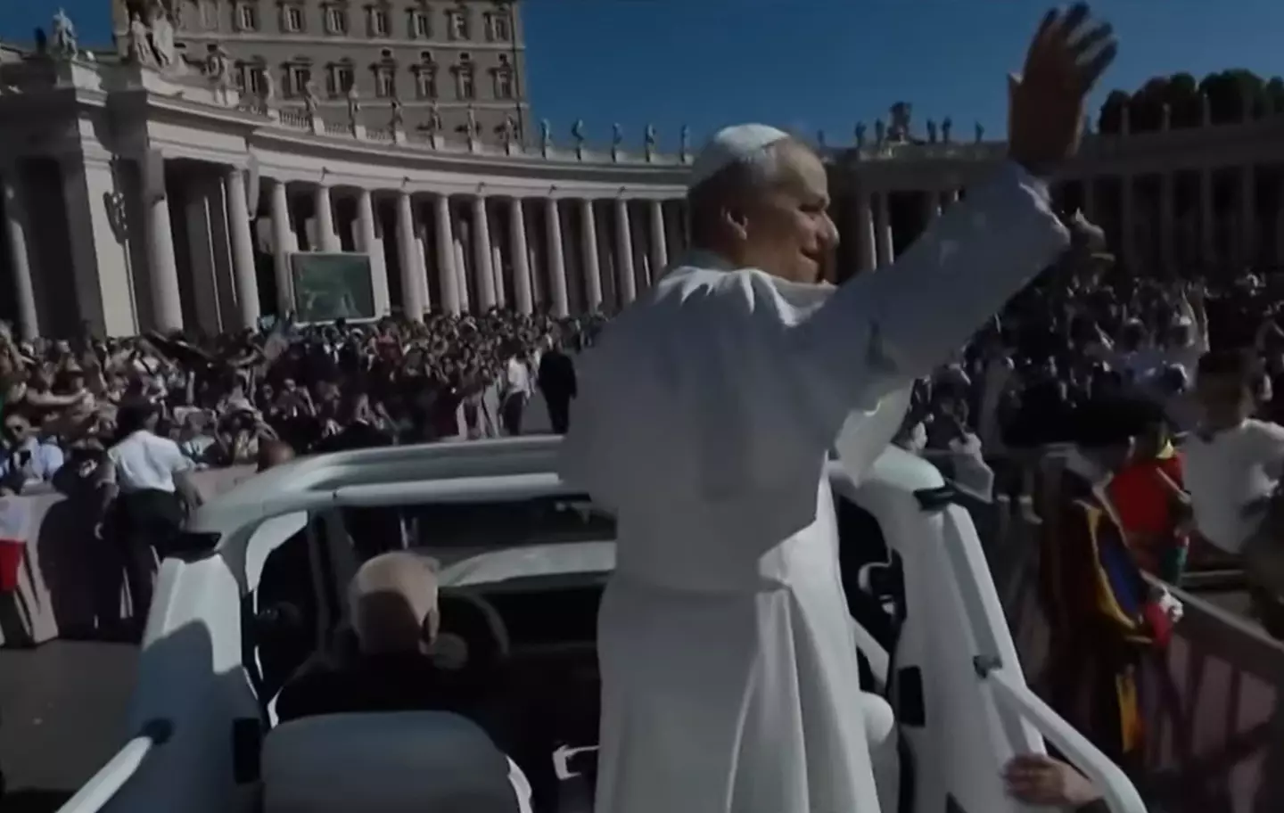Pope Leo greets the crowd (NBC)