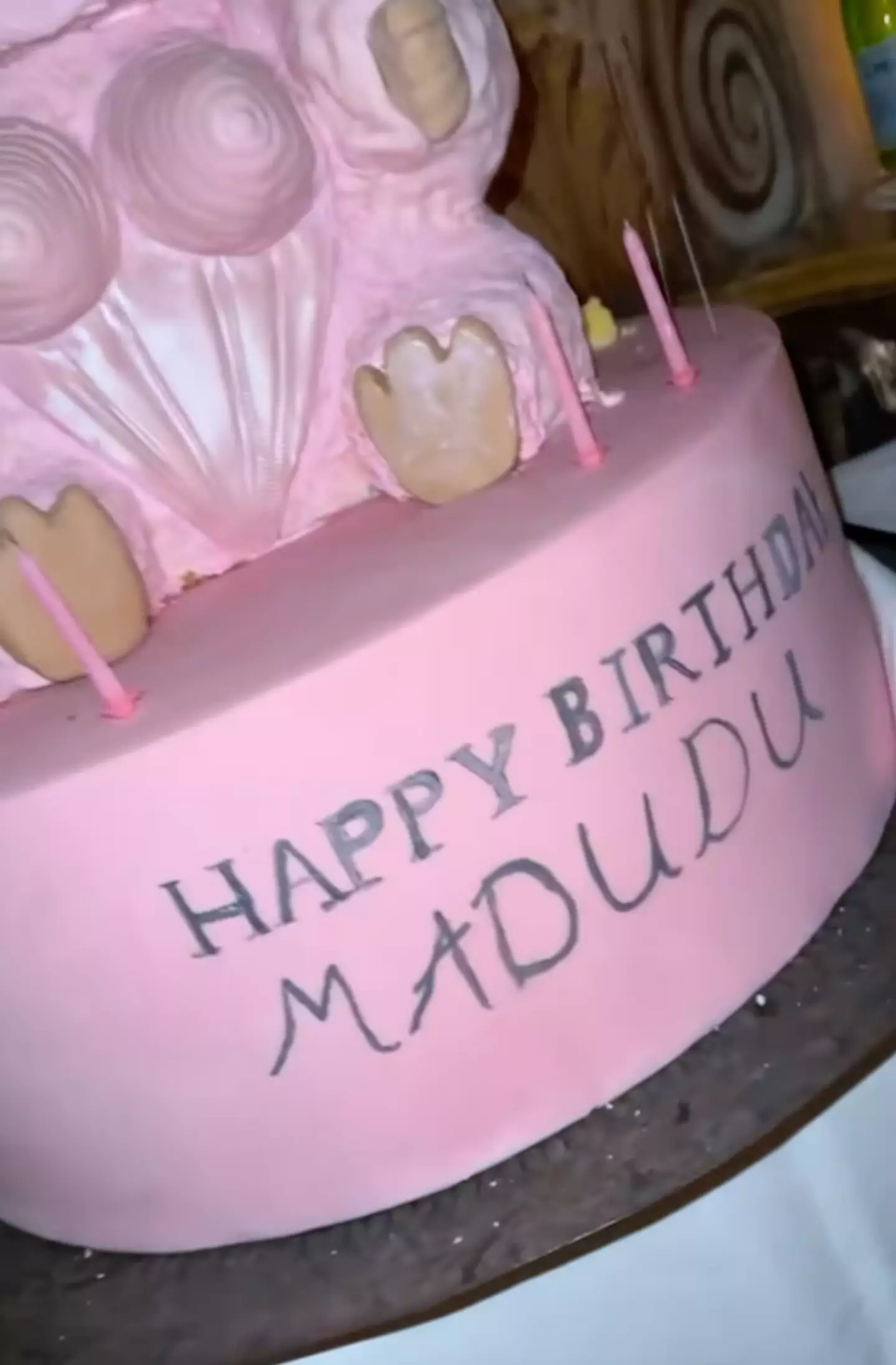 The cake combined Labubu and Madonna to spell 'Madudu' (Madonna/Instagram)
