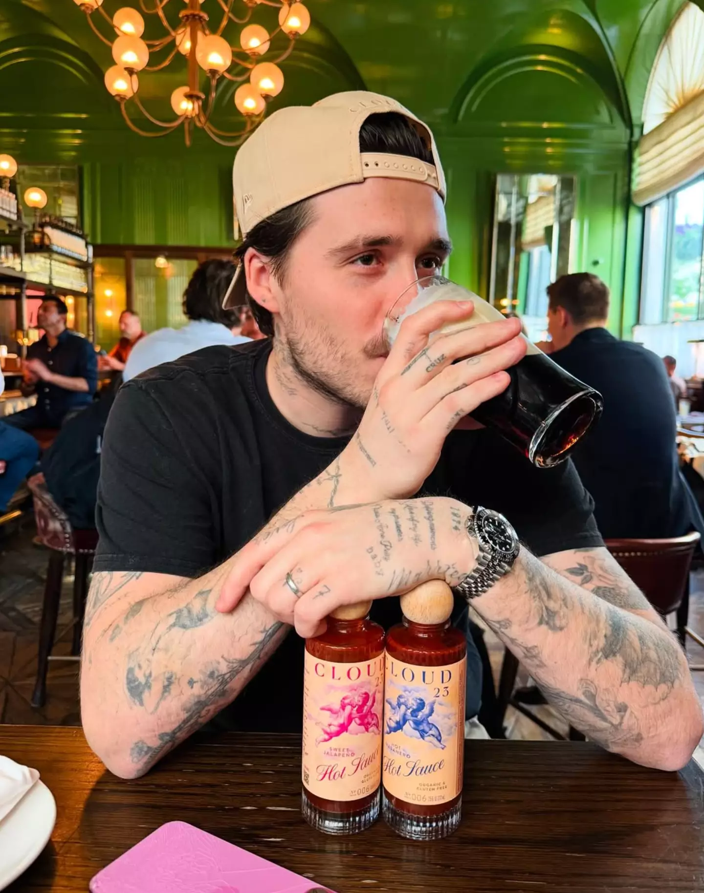 The star has a range of hot sauces and is a co-founder of a Japanese Sake brand (Instagram/@brooklynpeltzbeckham)