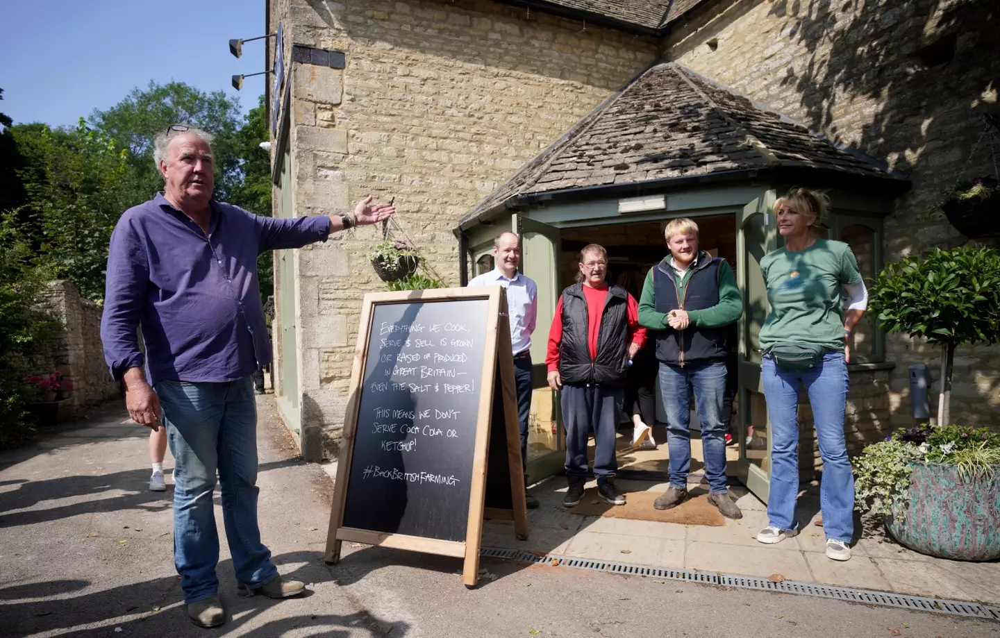 Jeremy Clarkson (left) at the opening of his new pub, The Farmer's Dog, in Asthall, near Burford in Oxfordshire.