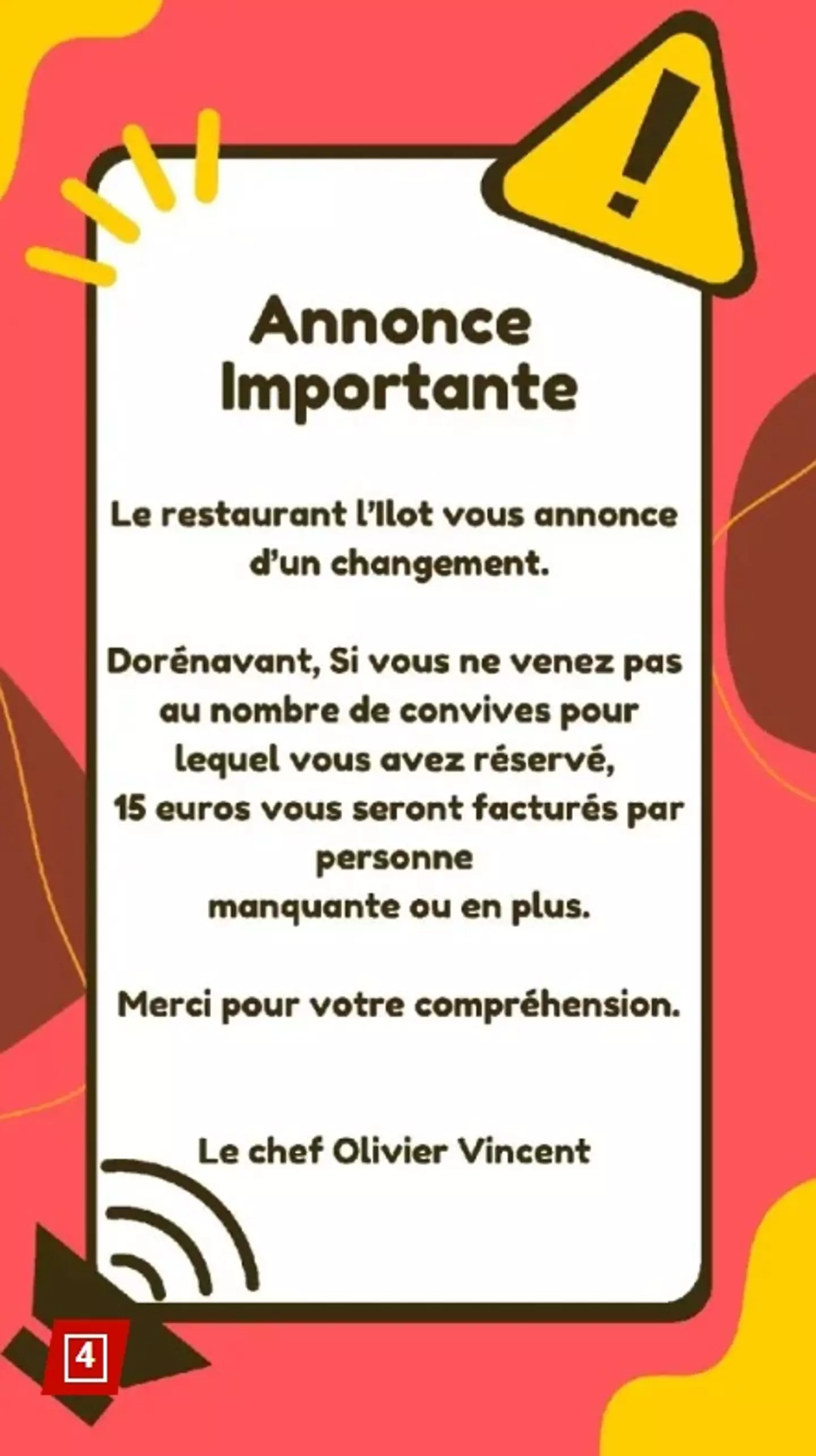 The digital flyer posted to Restaurant L’îlot's Facebook page (Restaurant L’îlot/Facebook)