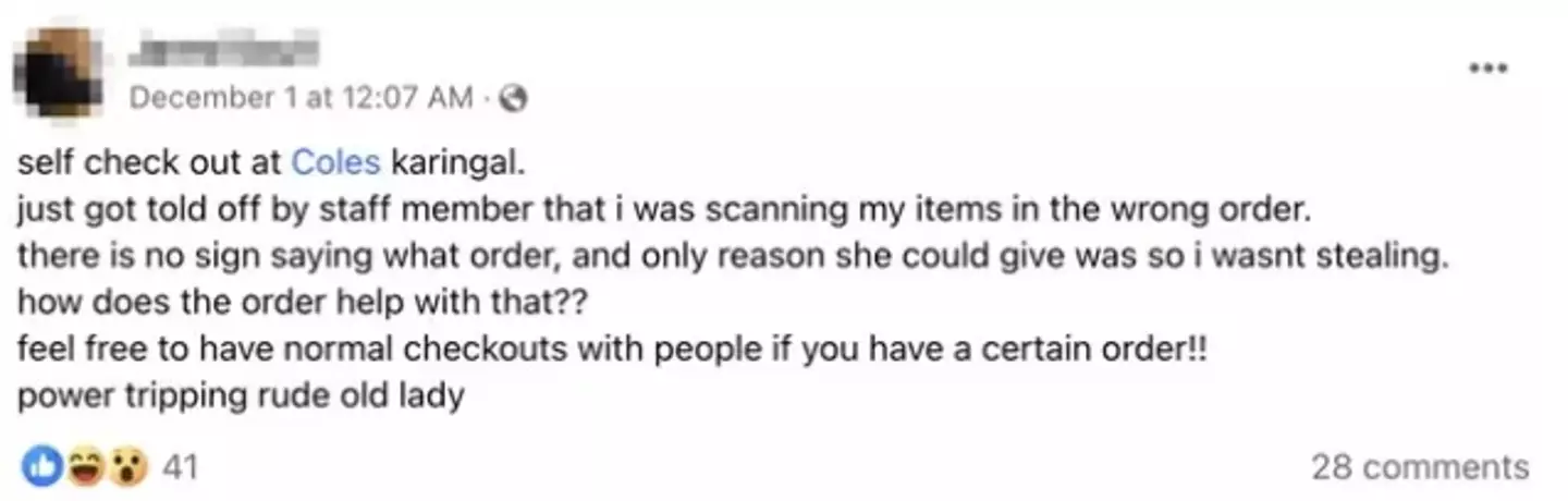 The social media post in question (Facebook)