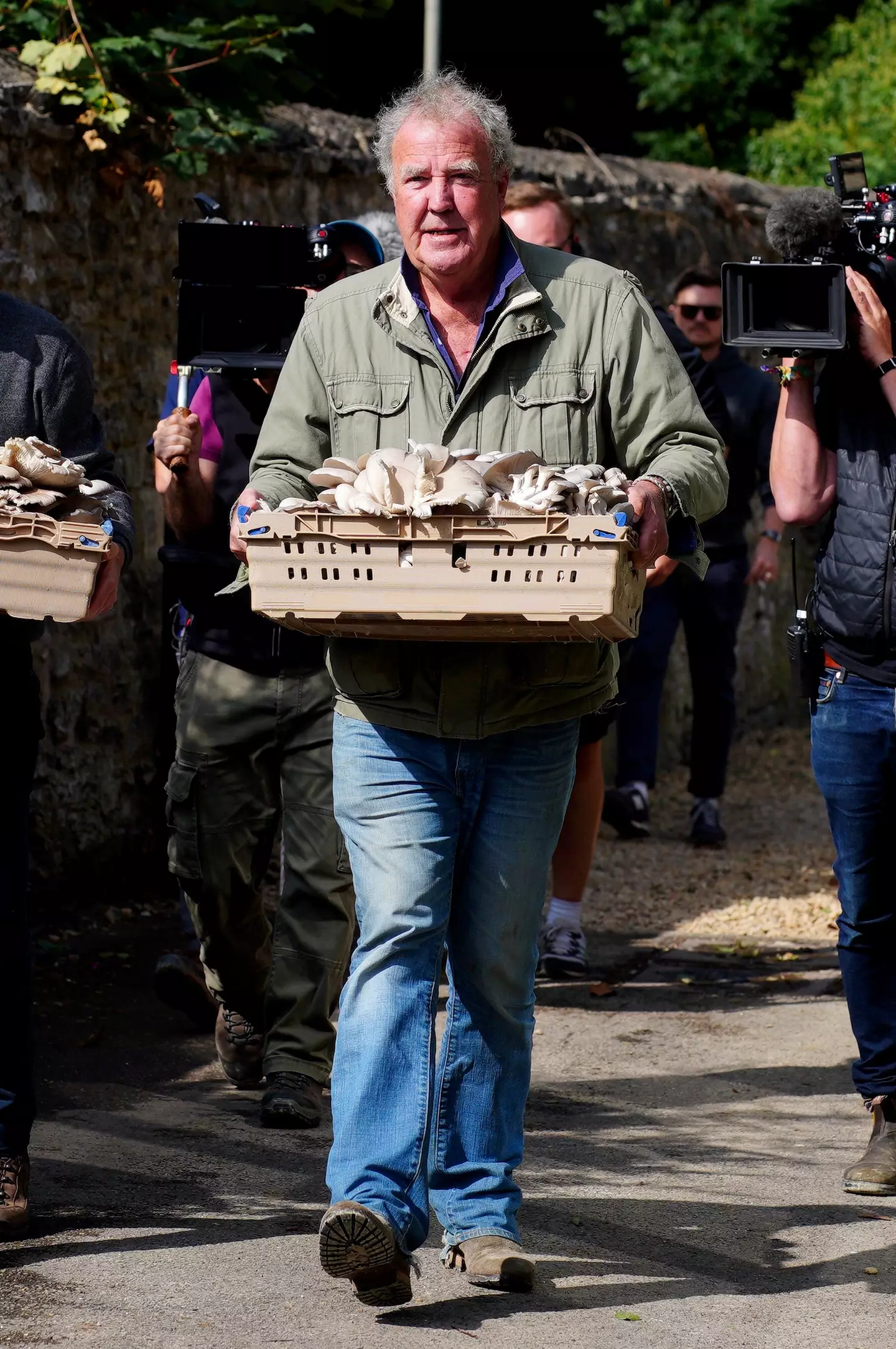 Jeremy Clarkson at the opening of his pub, The Farmer's Dog, in Asthall, near Burford in Oxfordshire.