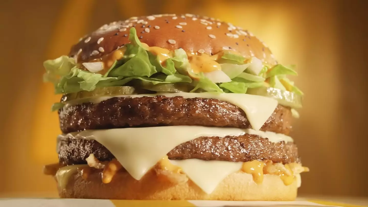 The Big Arch Burger, shown in McDonald's UK's announcement video (McDonald's UK via YouTube)
