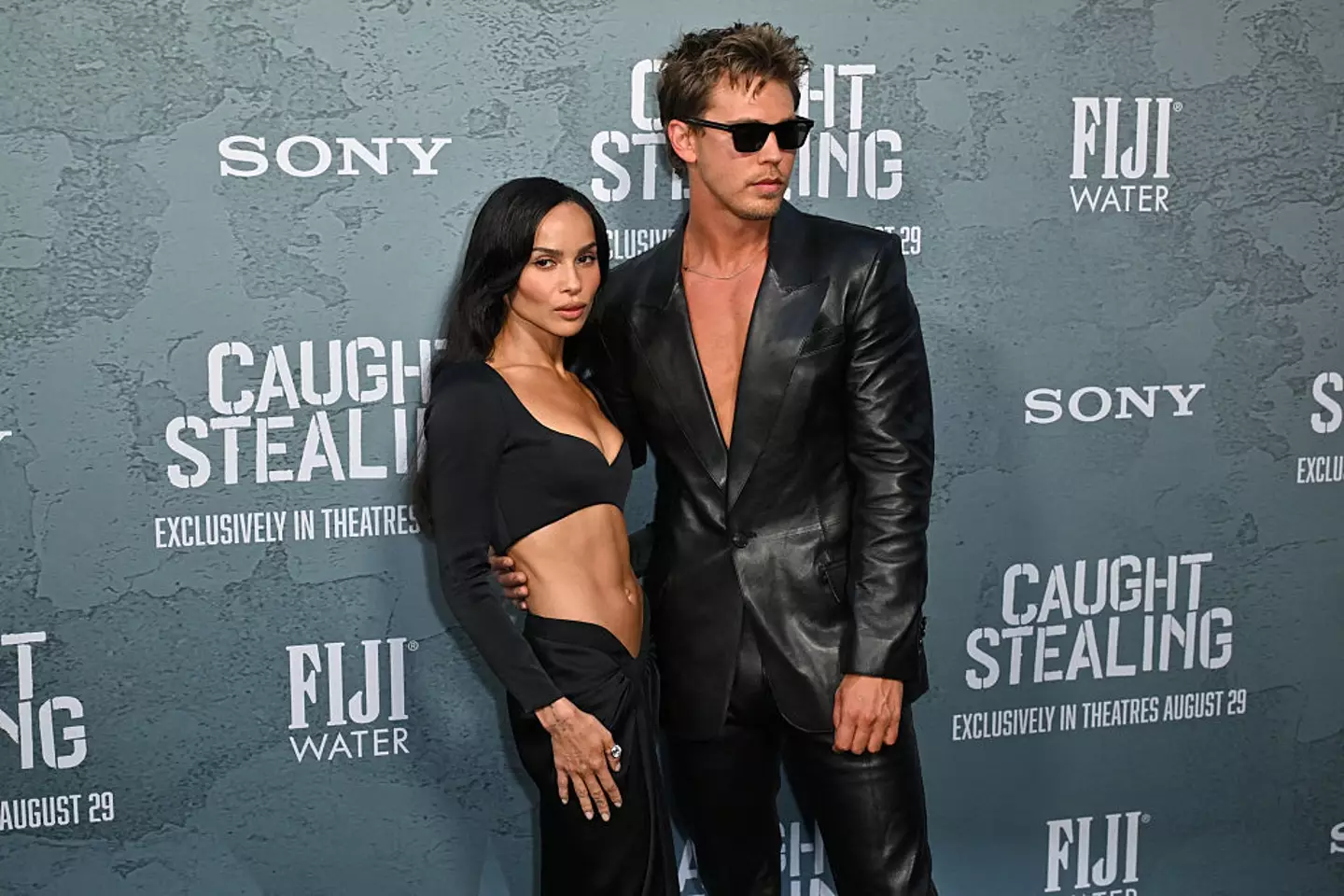 Austin Butler with Zoe Kravitz while promoting his recent film Caught Stealing (ANGELA WEISS/Contributor/Getty)