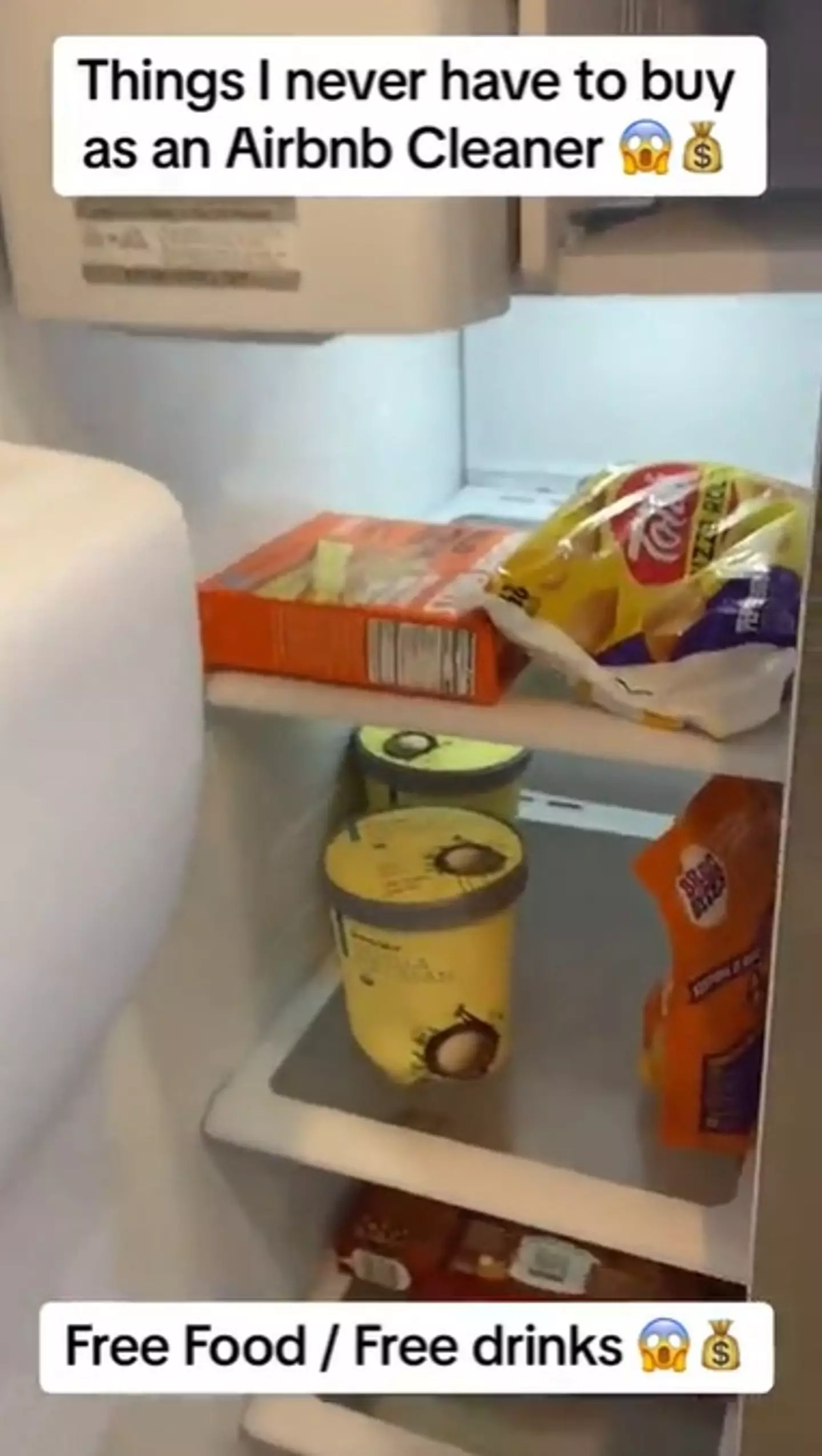 A freezer full of leftover food - @deetakesovercleaning via TikTok